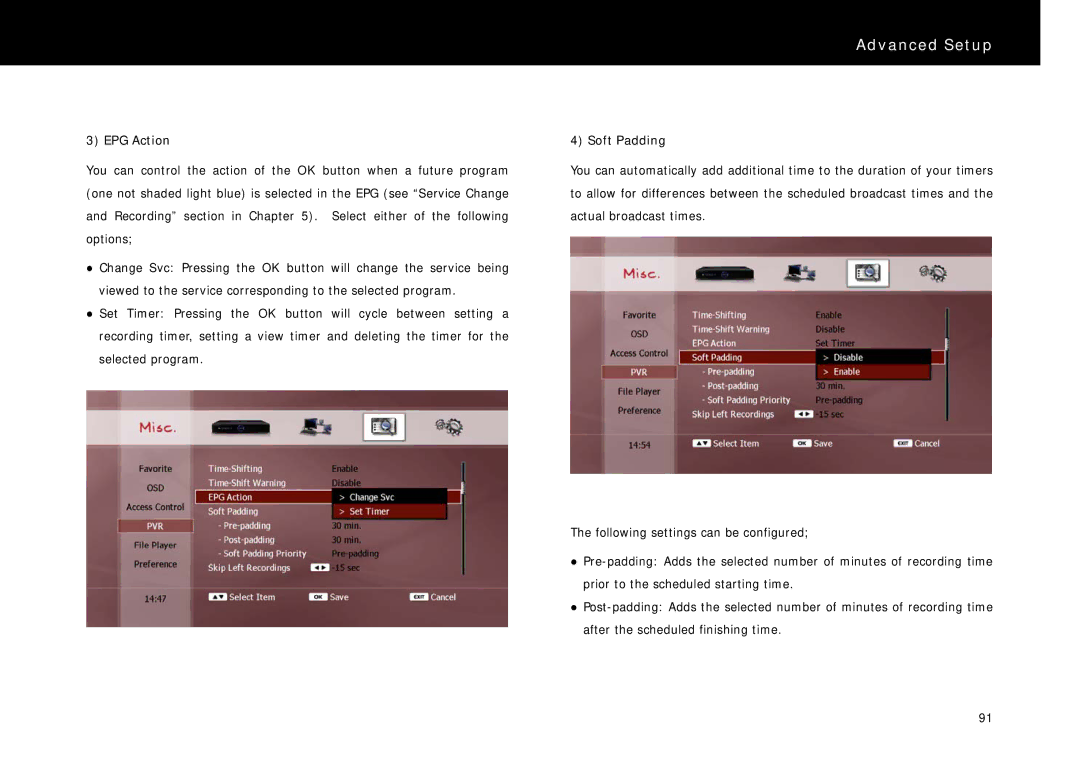 Beyonwiz FV-L1 manual EPG Action, Soft Padding 