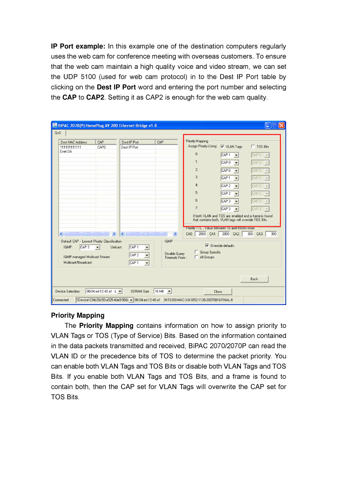 Billion Electric Company 2070 (P) user manual Priority Mapping 