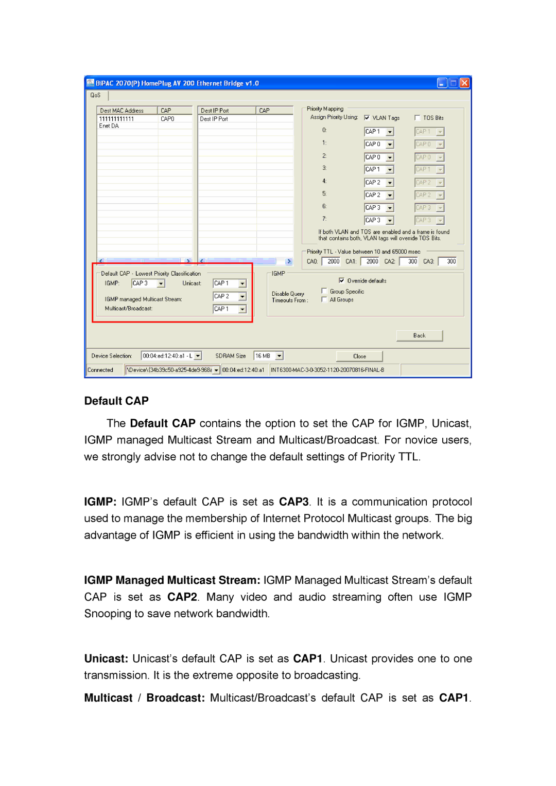 Billion Electric Company 2070 (P) user manual Default CAP 