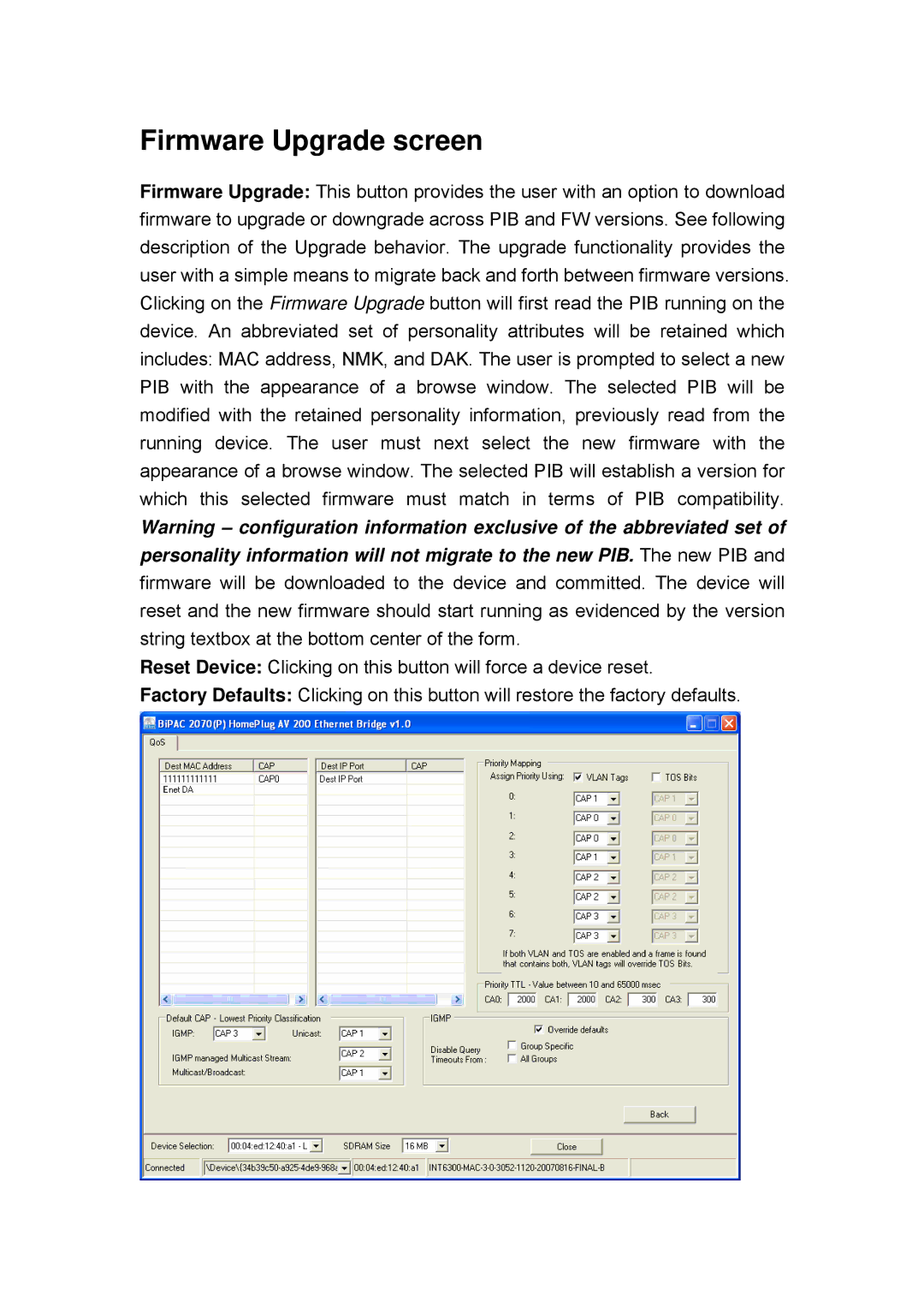 Billion Electric Company 2070 (P) user manual Firmware Upgrade screen 