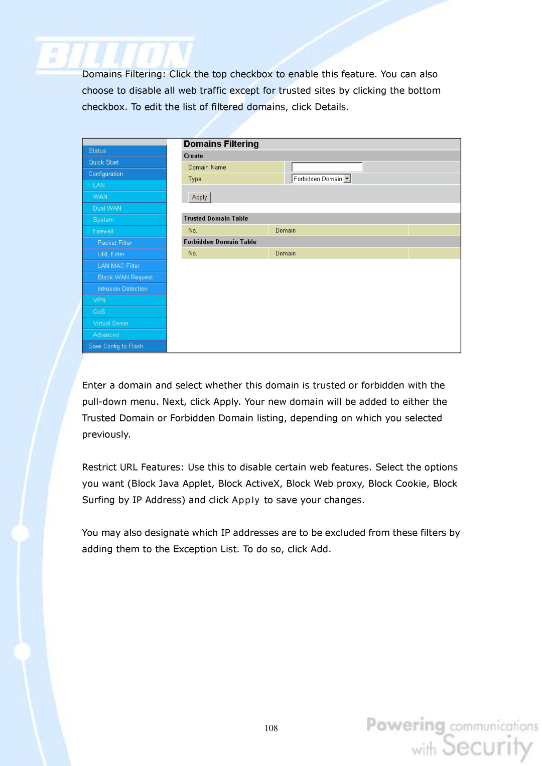 Billion Electric Company 30 user manual 