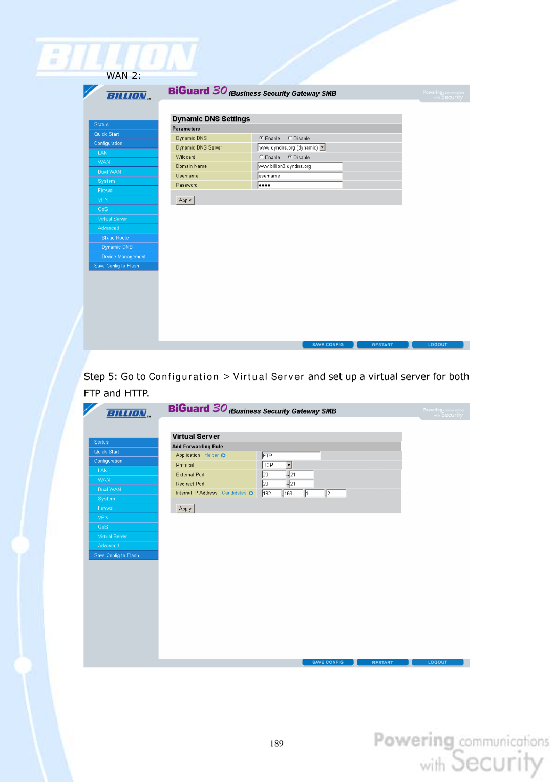 Billion Electric Company 30 user manual 