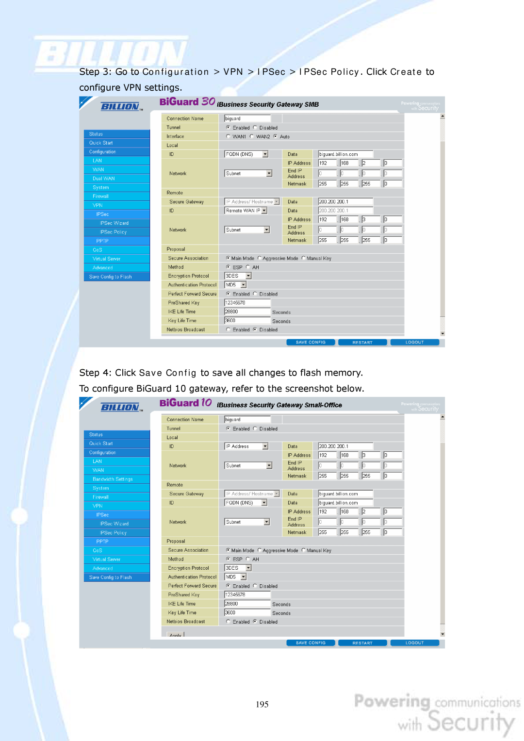 Billion Electric Company 30 user manual 