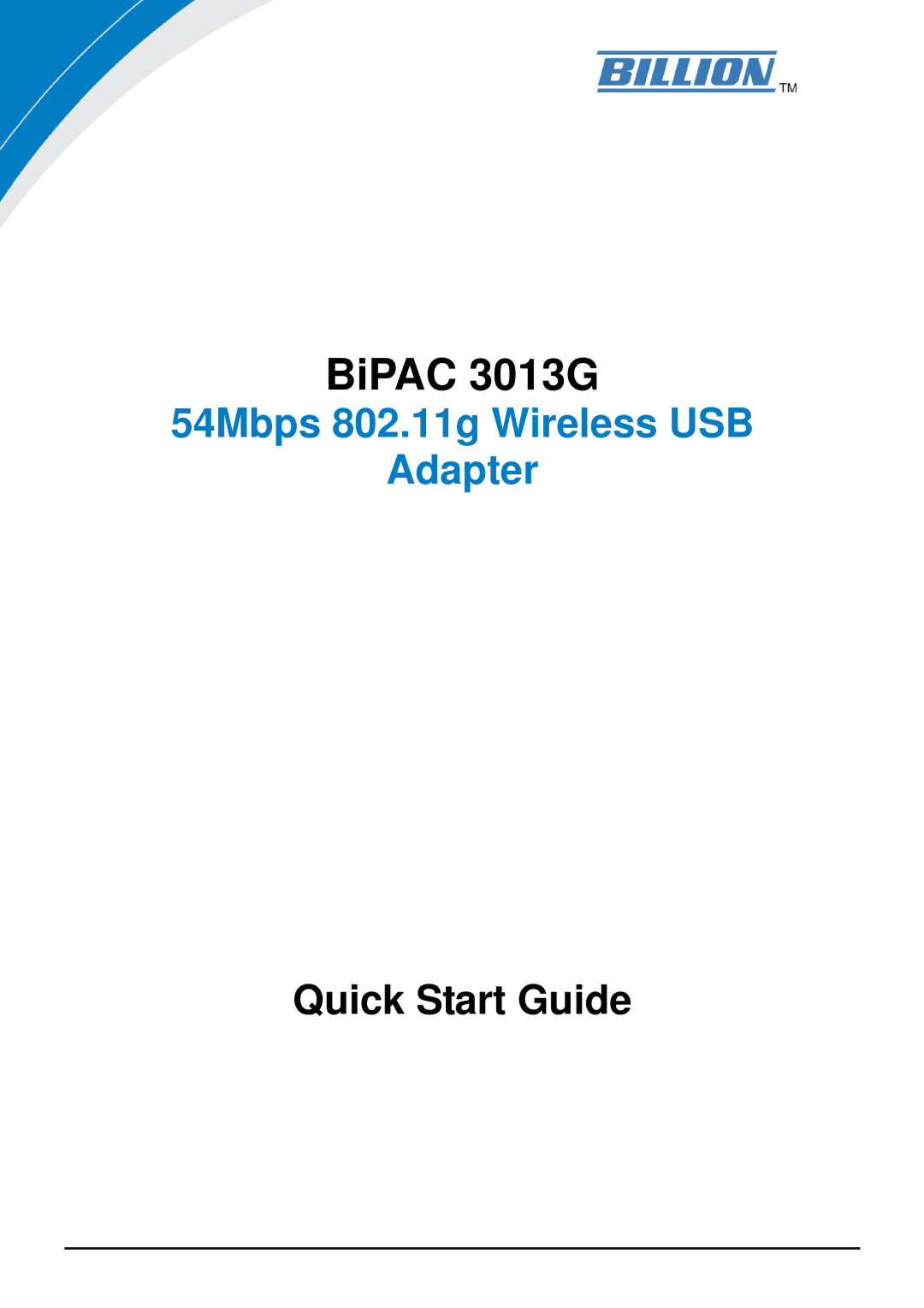 Billion Electric Company quick start BiPAC 3013G 