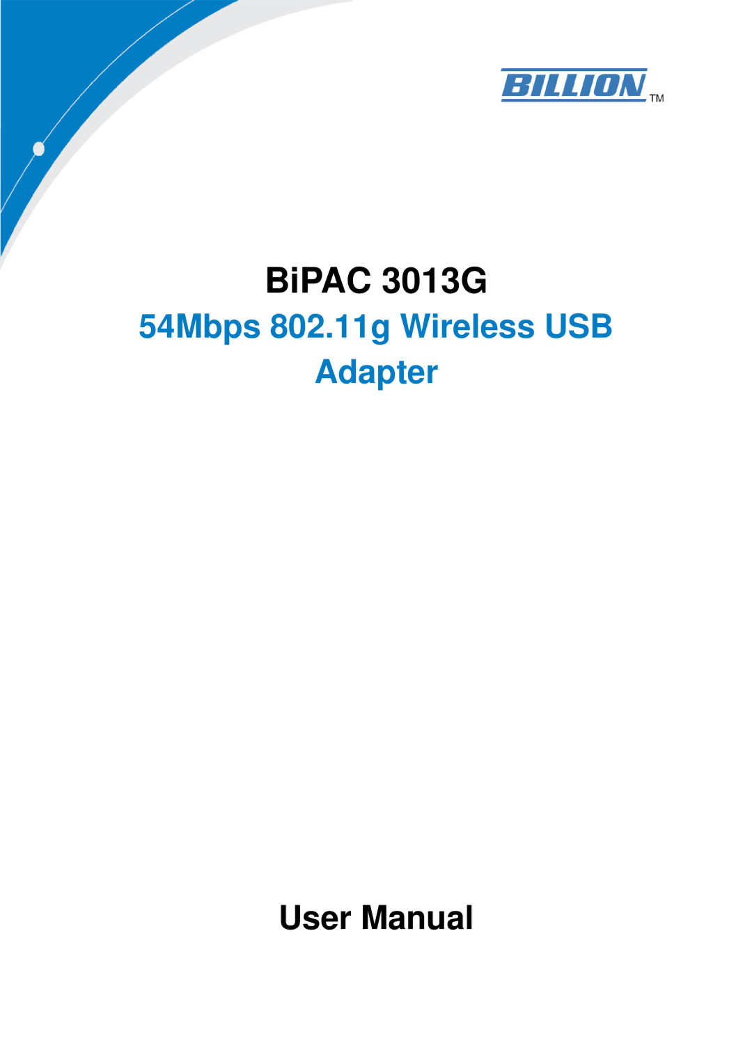 Billion Electric Company user manual BiPAC 3013G 