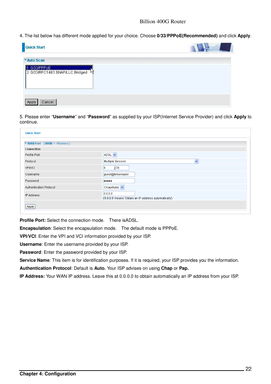 Billion Electric Company manual Billion 400G Router 