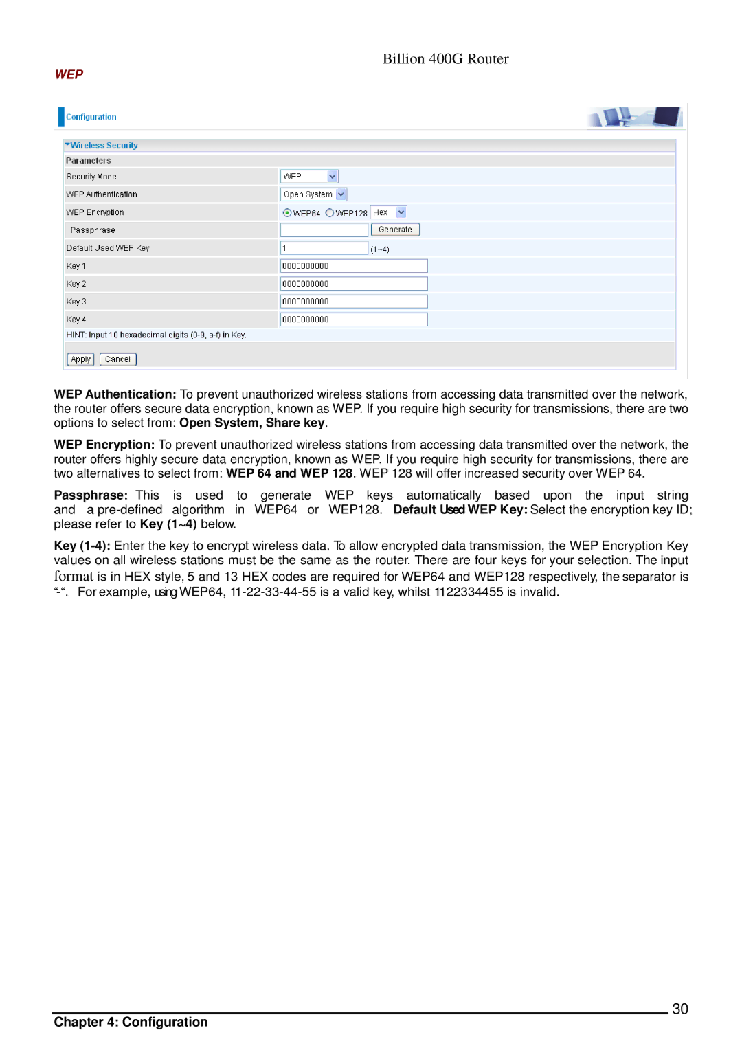 Billion Electric Company 400G manual Wep 