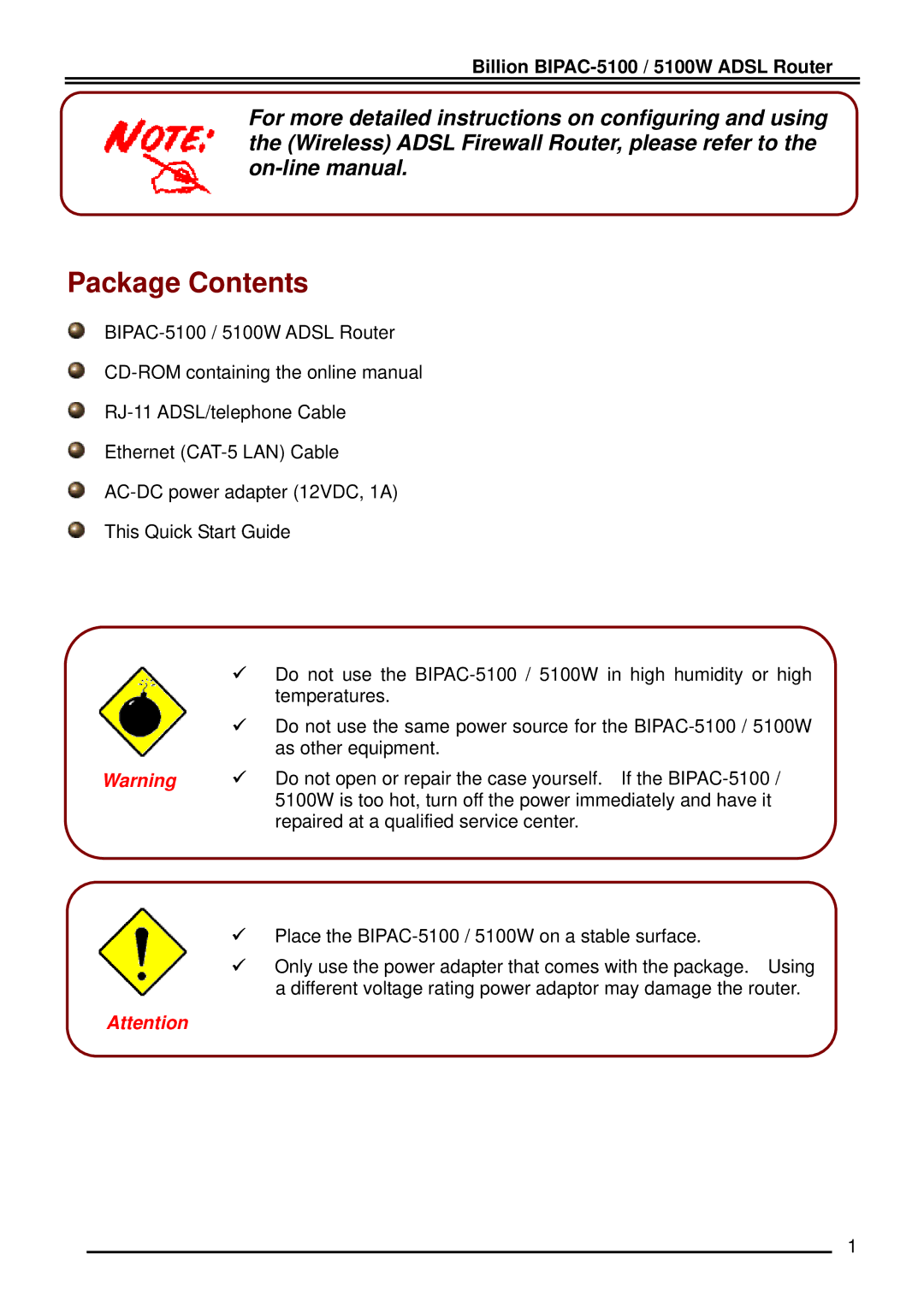 Billion Electric Company 5100W quick start Package Contents 