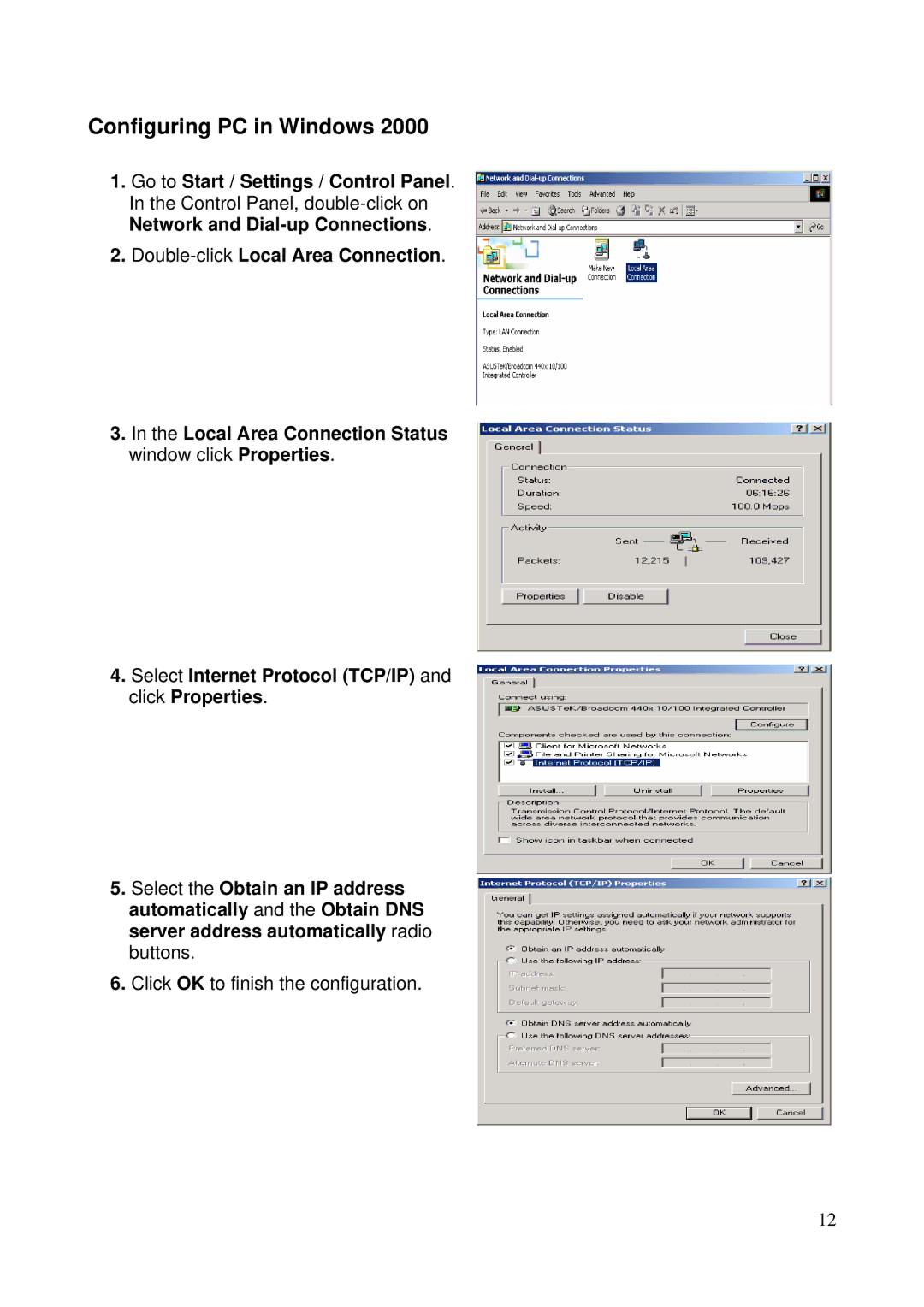 Billion Electric Company 5200N user manual Configuring PC in Windows 