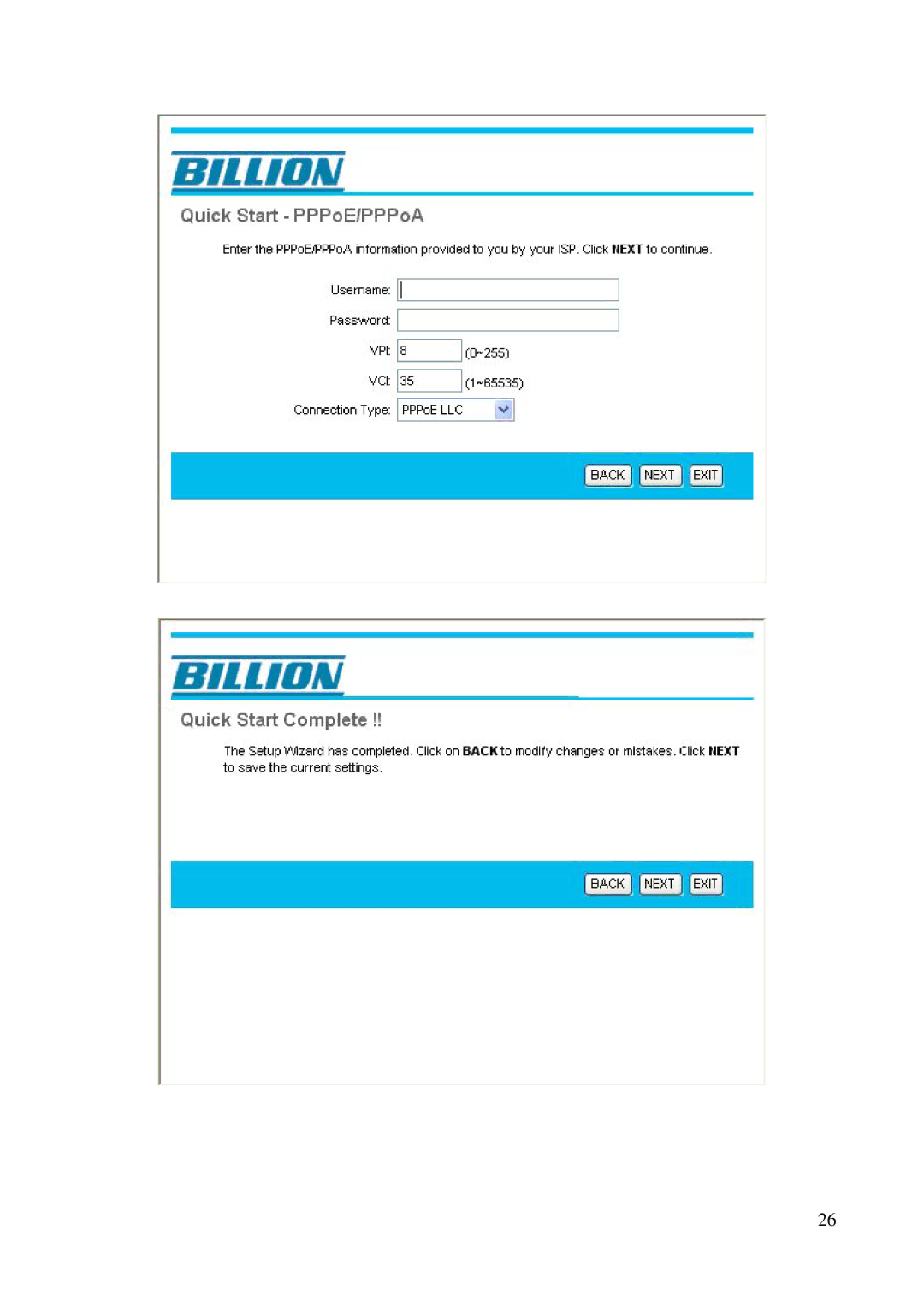 Billion Electric Company 5200N user manual 