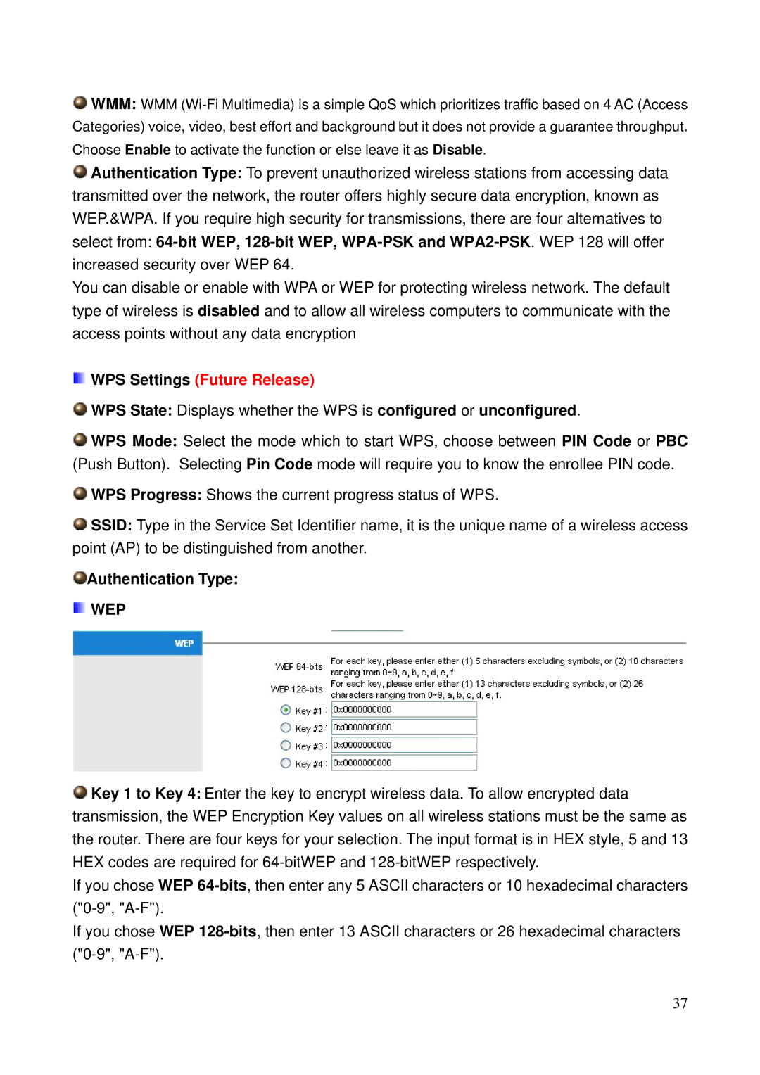 Billion Electric Company 5200N user manual Authentication Type, Wep 