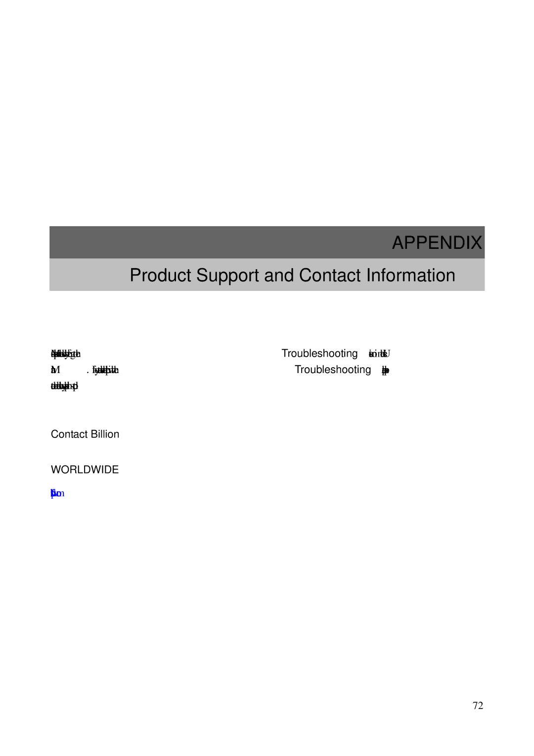 Billion Electric Company 5200N user manual Contact Billion, Worldwide 