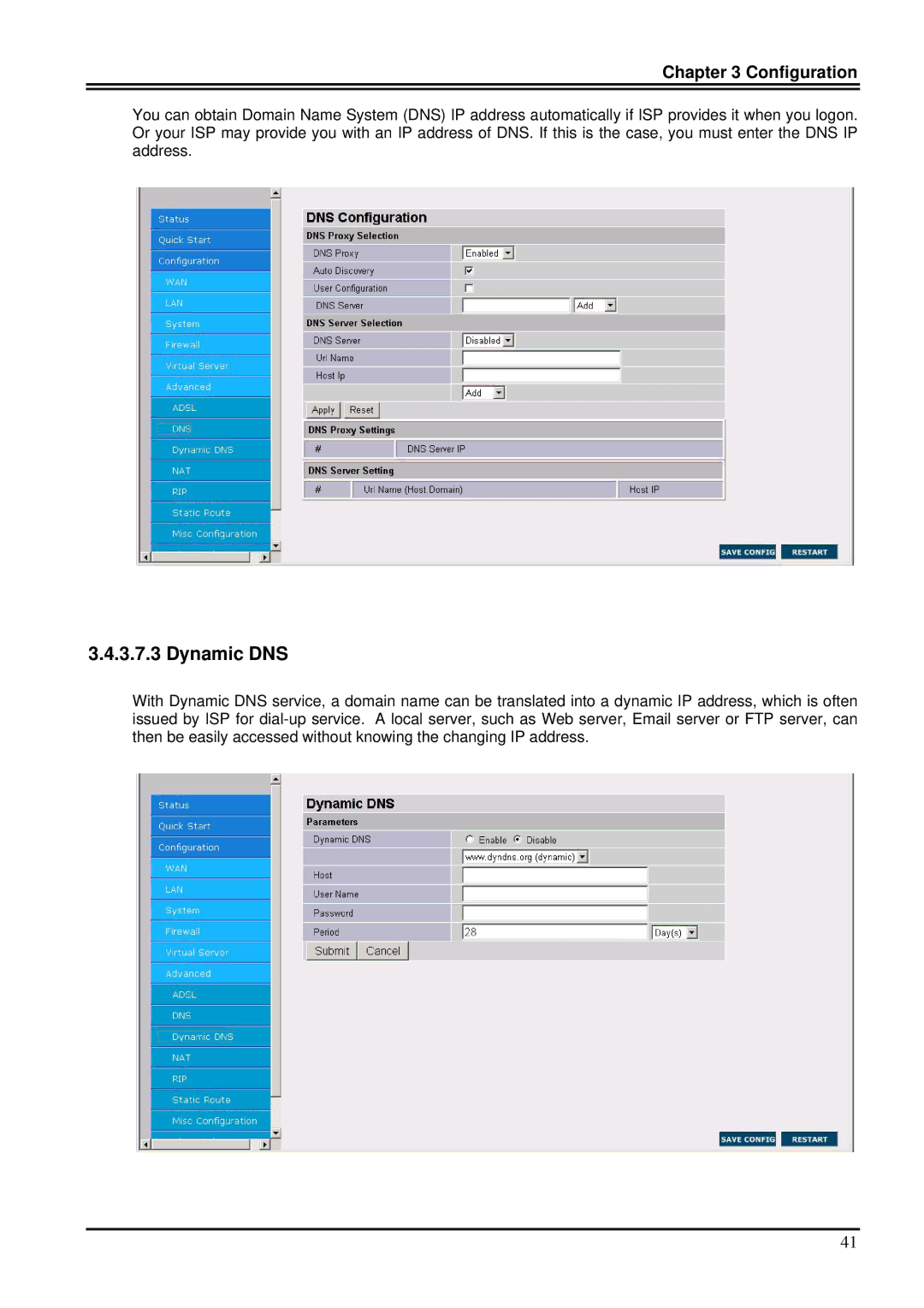 Billion Electric Company 7100S user manual Dynamic DNS 