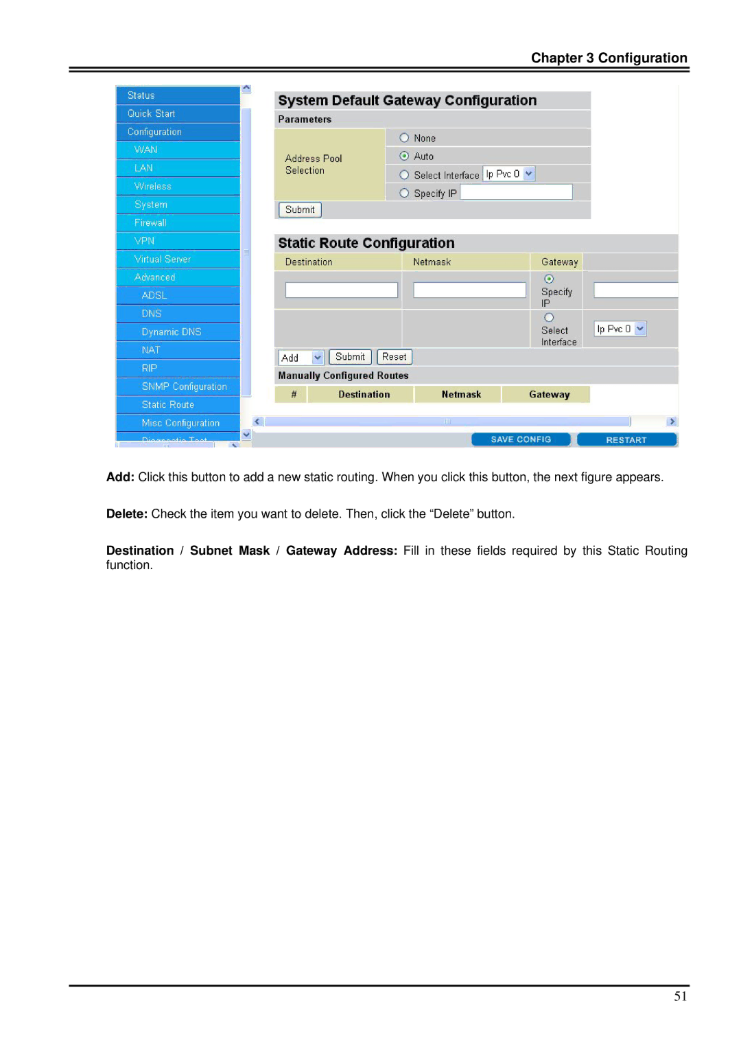 Billion Electric Company 7100SG manual Configuration 