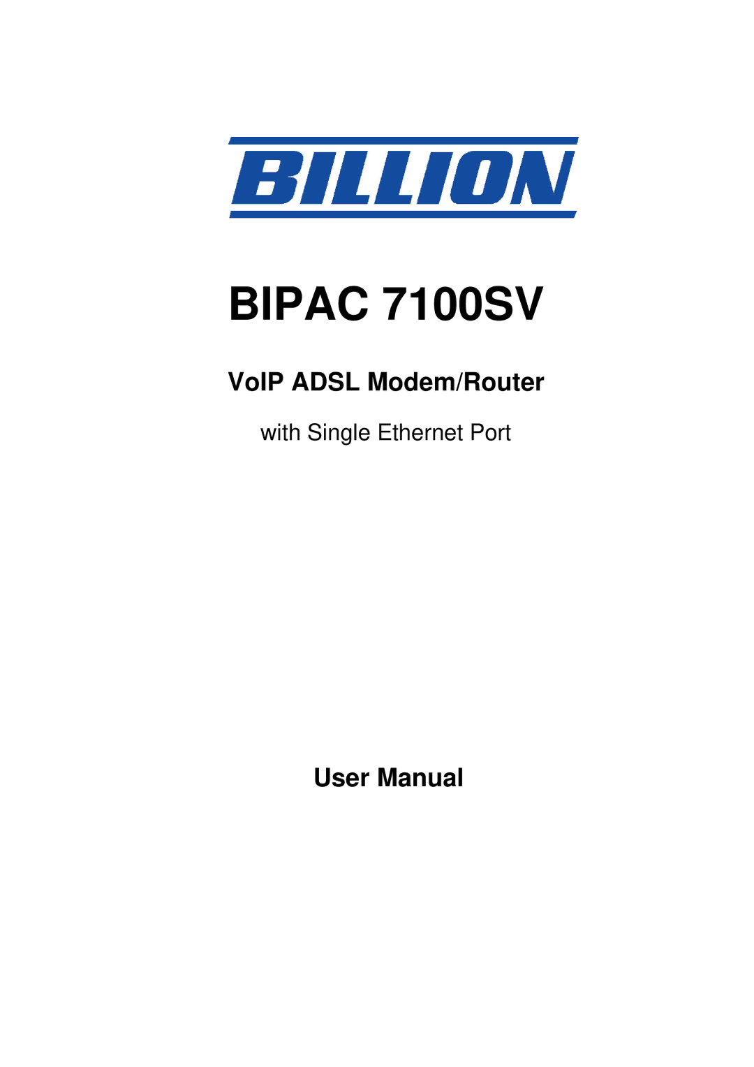 Billion Electric Company manual Bipac 7100SV 