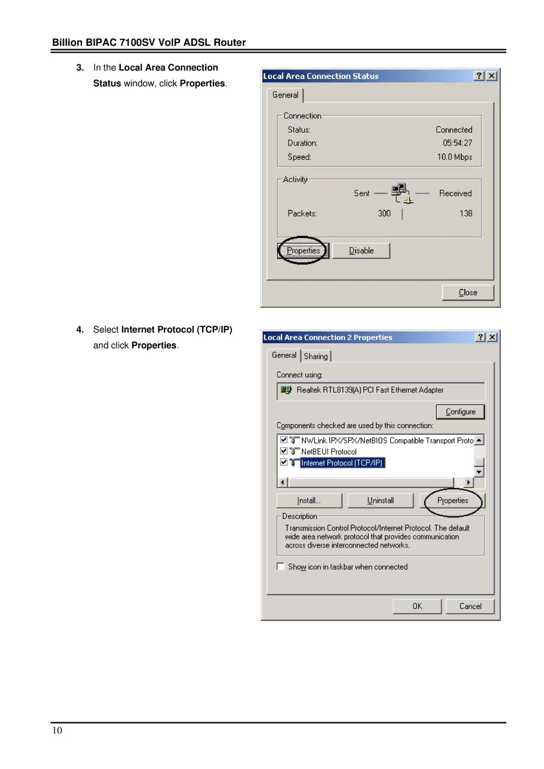 Billion Electric Company manual Billion Bipac 7100SV VoIP Adsl Router 