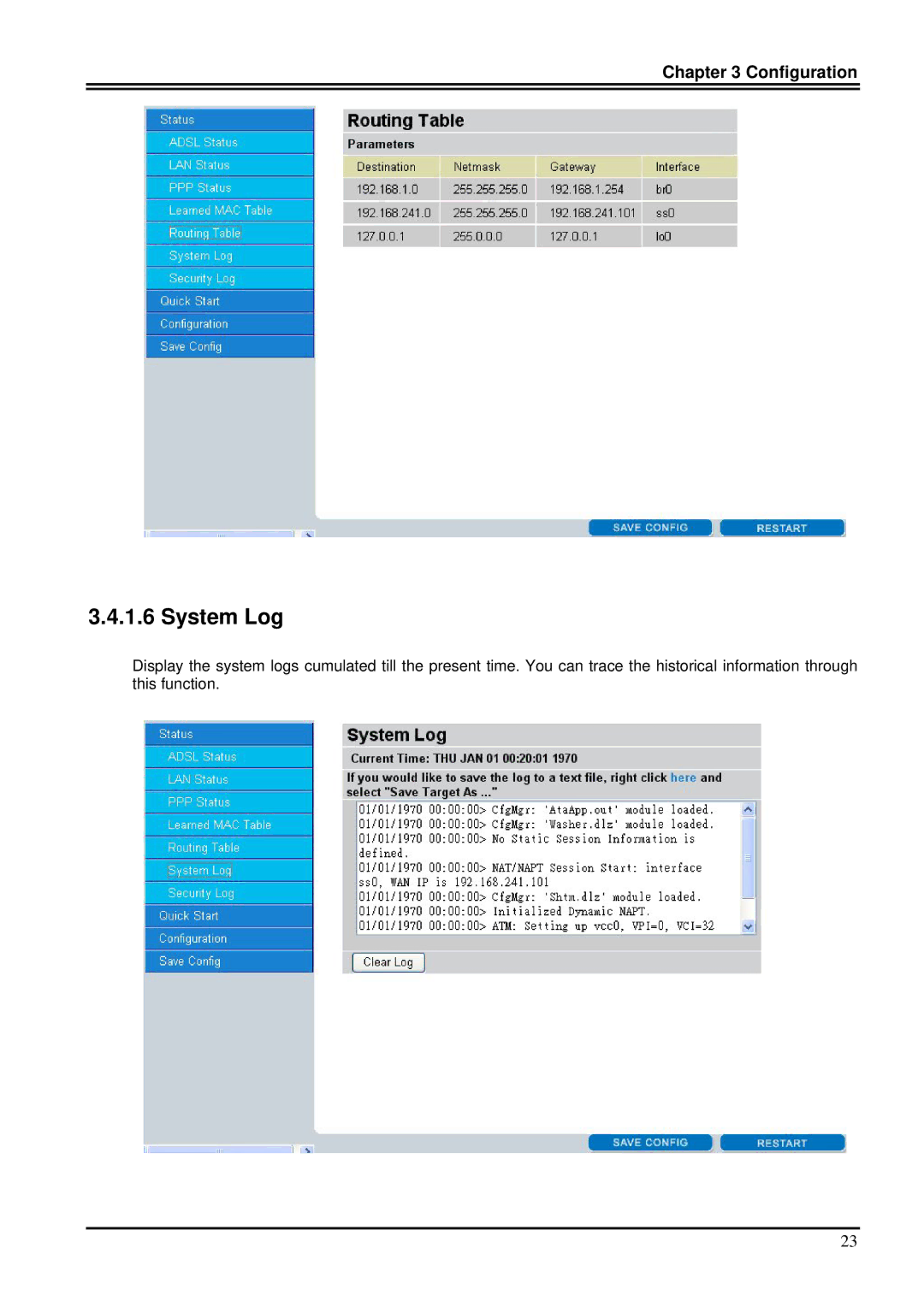 Billion Electric Company 7100SV manual System Log 