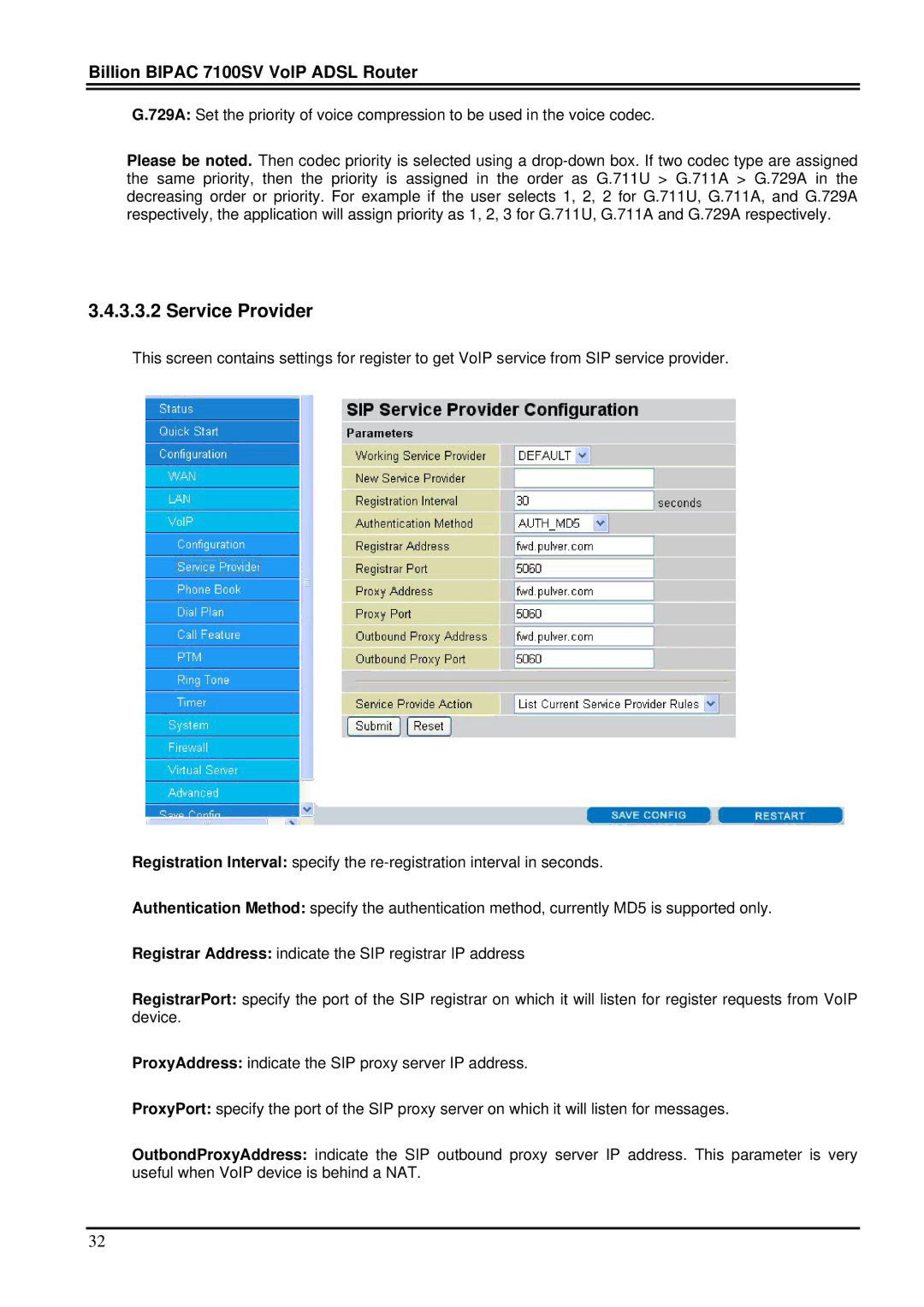 Billion Electric Company 7100SV manual Service Provider 