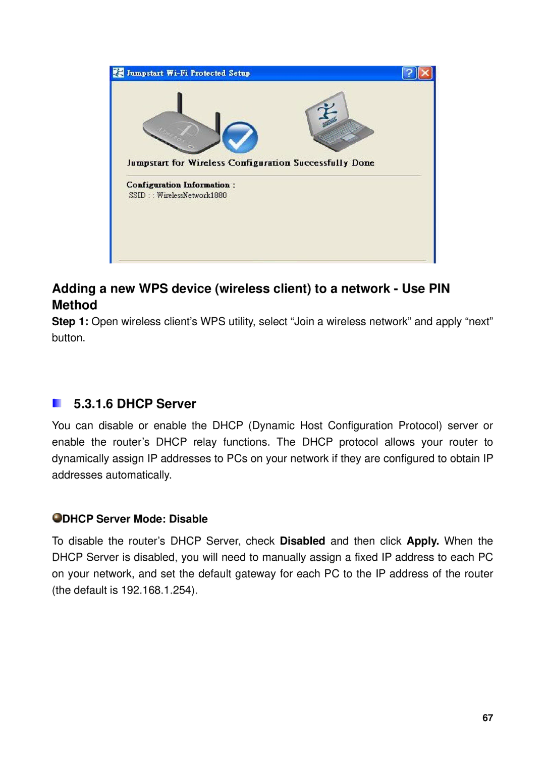 Billion Electric Company 7300GX user manual Dhcp Server Mode Disable 