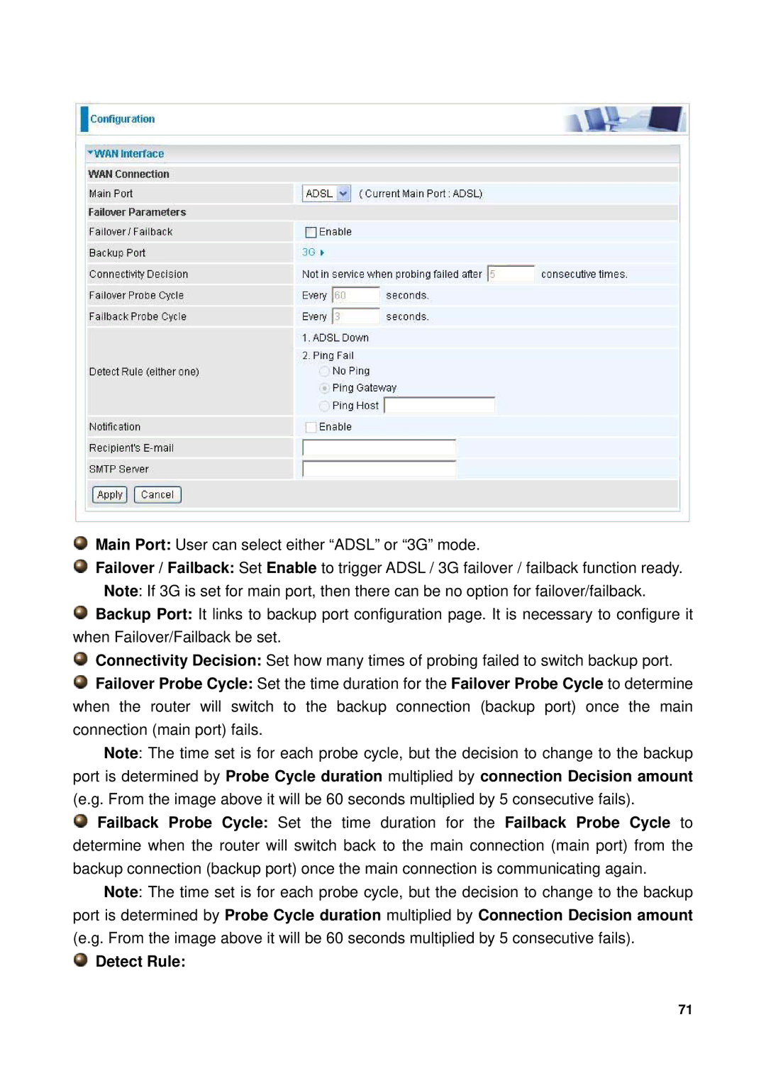 Billion Electric Company 7300GX user manual Detect Rule 