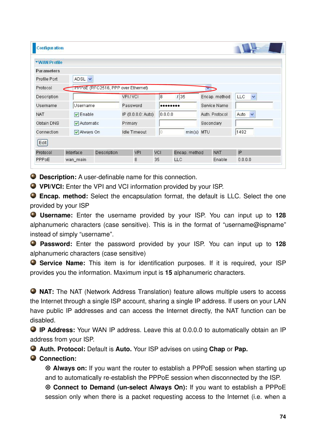 Billion Electric Company 7300GX user manual Connection 