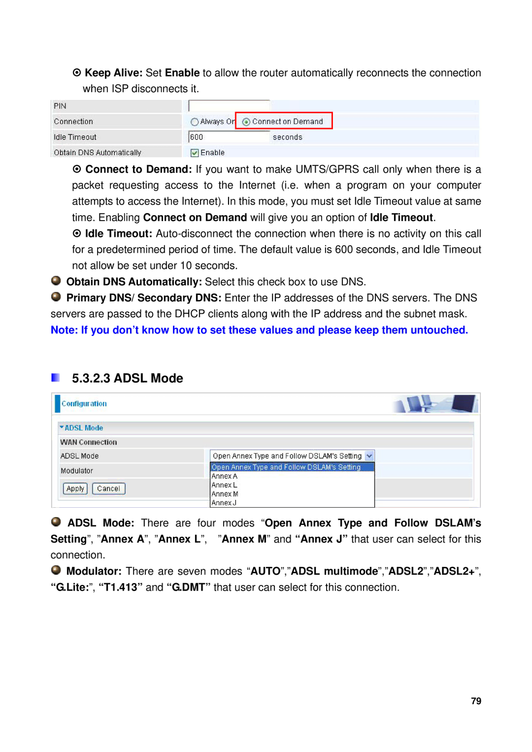 Billion Electric Company 7300GX user manual Adsl Mode 