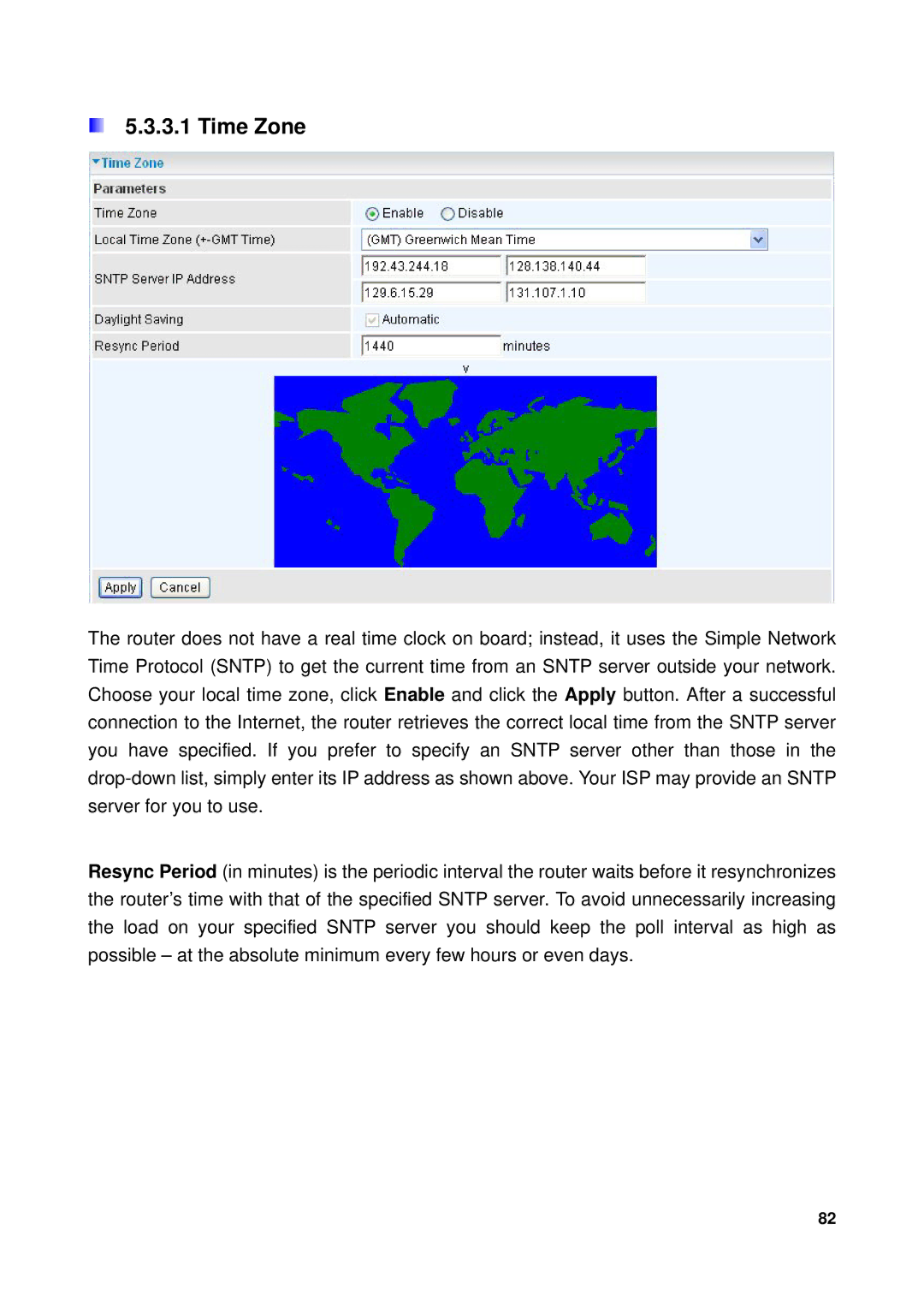 Billion Electric Company 7300GX user manual Time Zone 