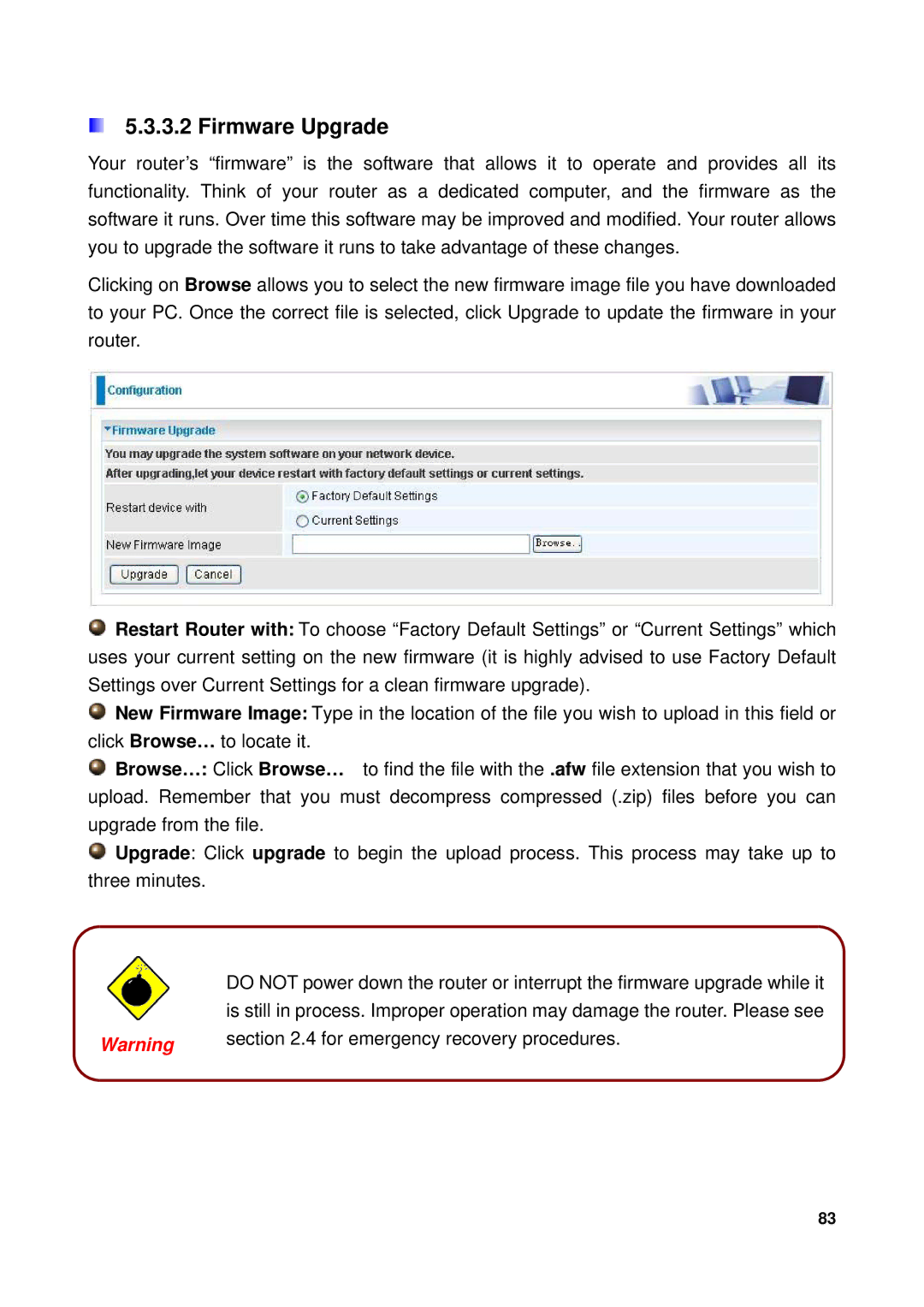 Billion Electric Company 7300GX user manual Firmware Upgrade 