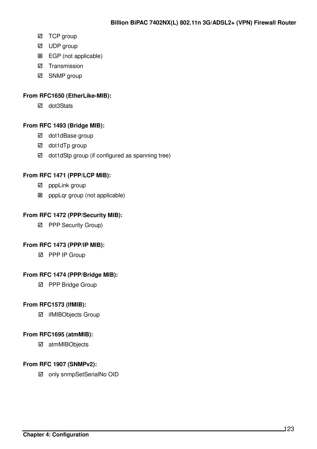 Billion Electric Company 7402NX user manual 123 