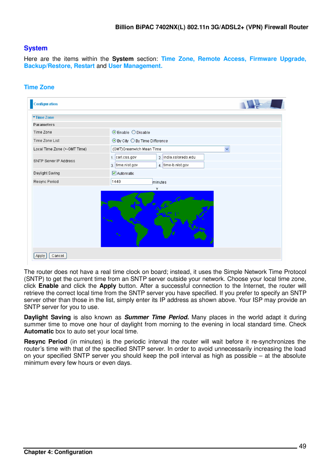 Billion Electric Company 7402NX user manual System 