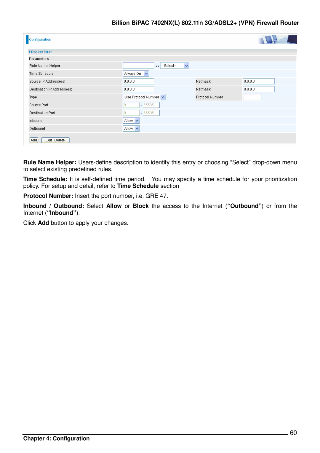 Billion Electric Company user manual Billion BiPAC 7402NXL 802.11n 3G/ADSL2+ VPN Firewall Router 