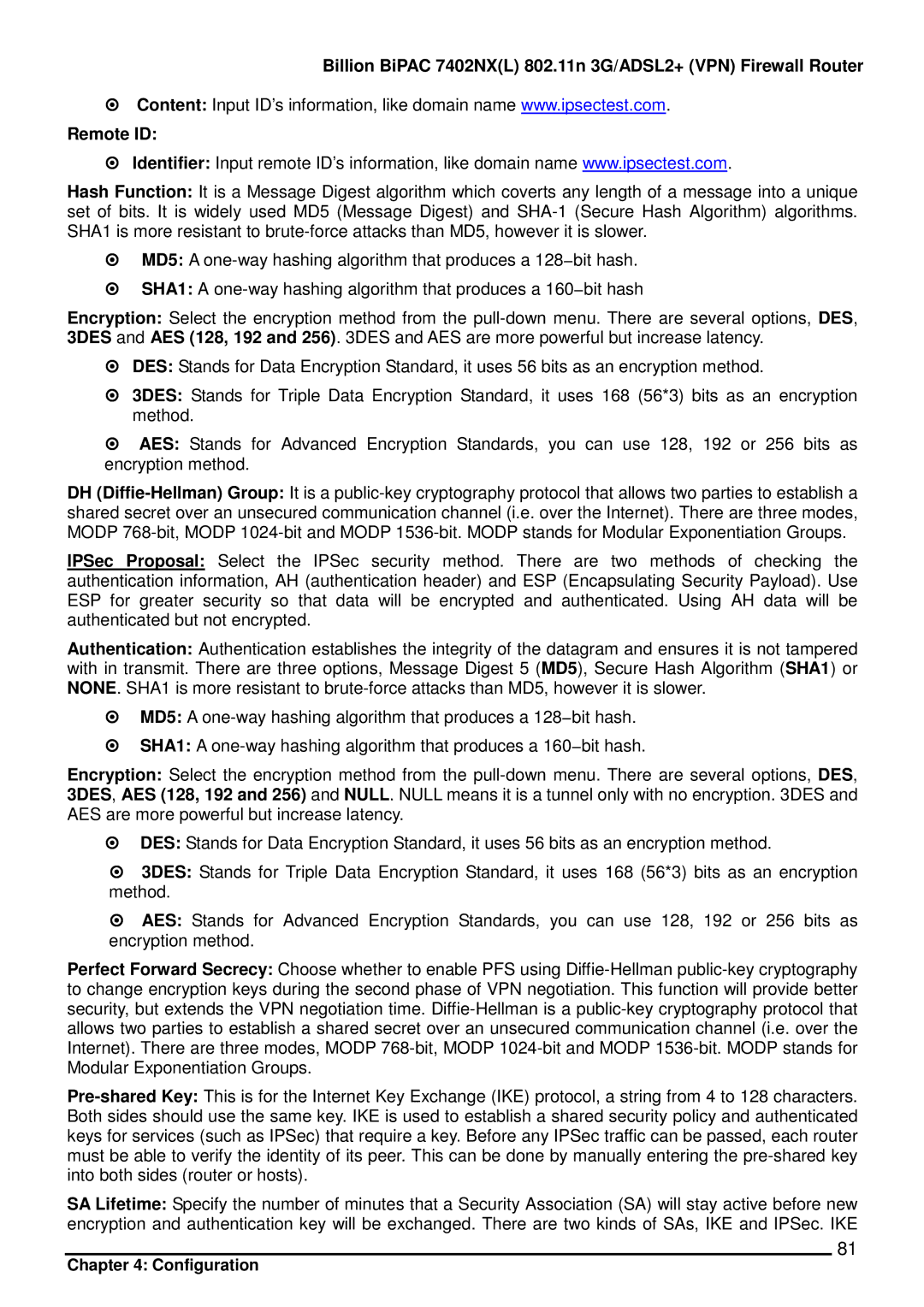 Billion Electric Company 7402NX user manual Configuration 