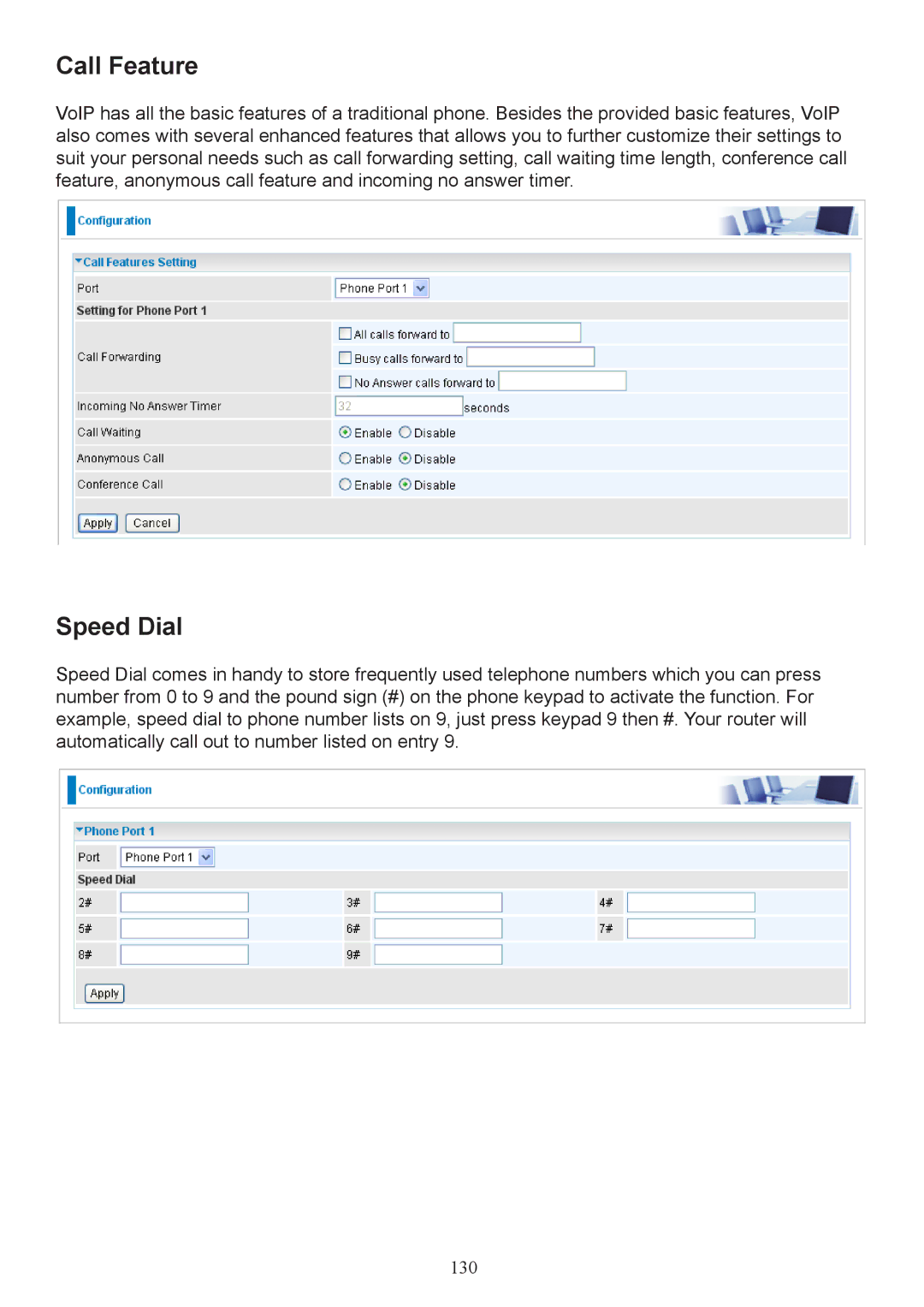 Billion Electric Company 7404V(G)PX, 7404V(G)OX user manual Call Feature, Speed Dial 