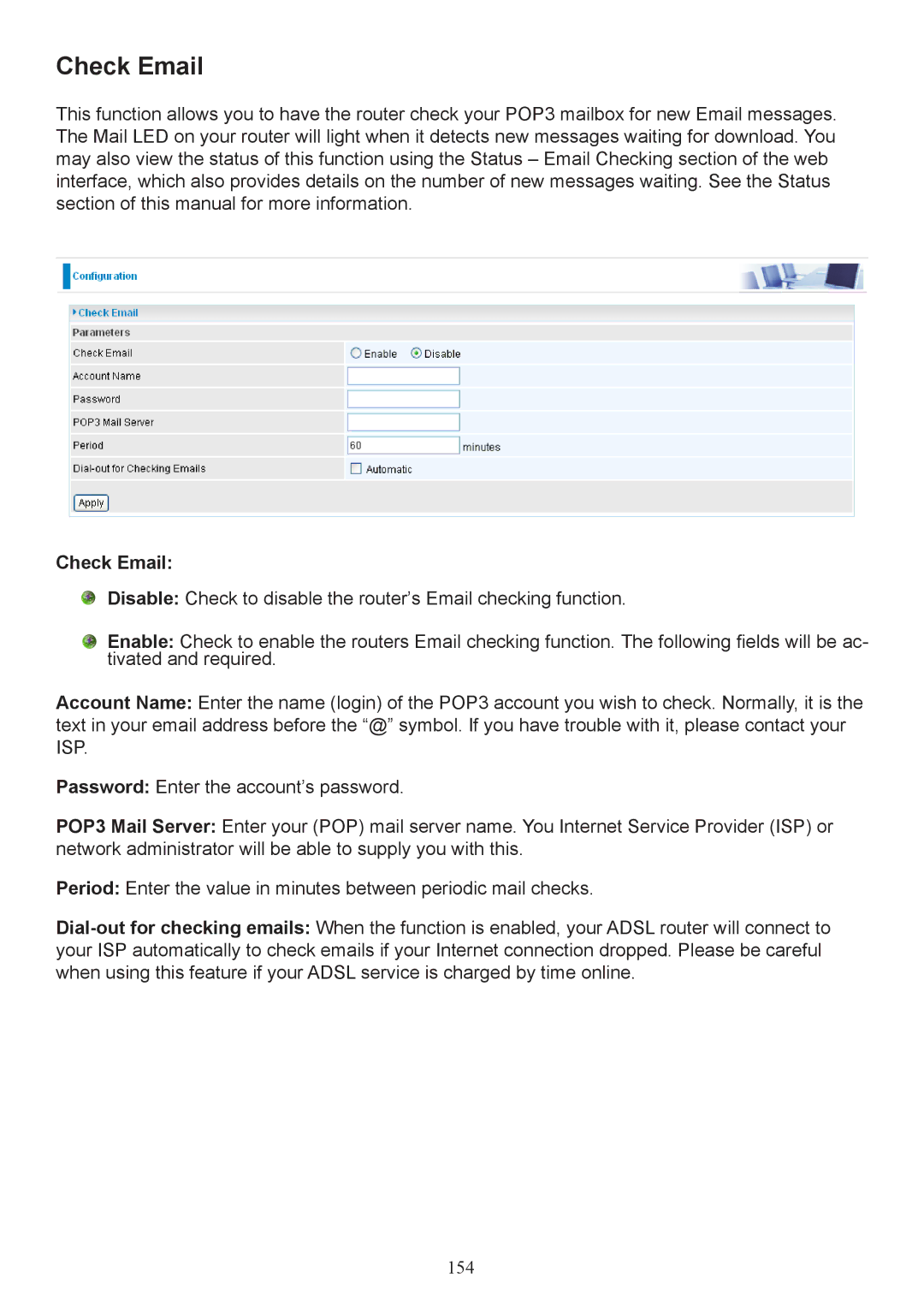 Billion Electric Company 7404V(G)PX, 7404V(G)OX user manual Check Email 