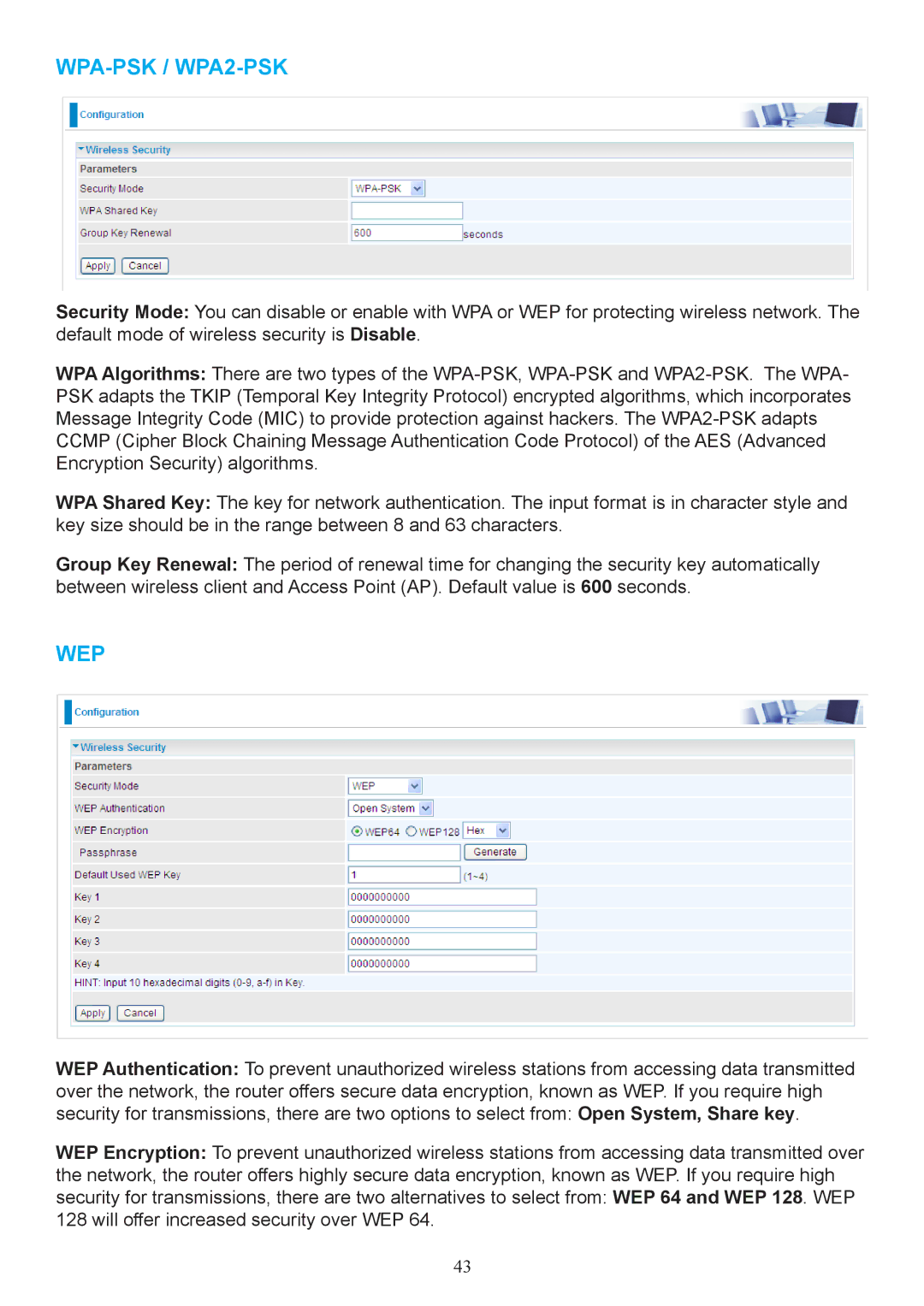 Billion Electric Company 7404V(G)OX, 7404V(G)PX user manual WPA-PSK / WPA2-PSK 