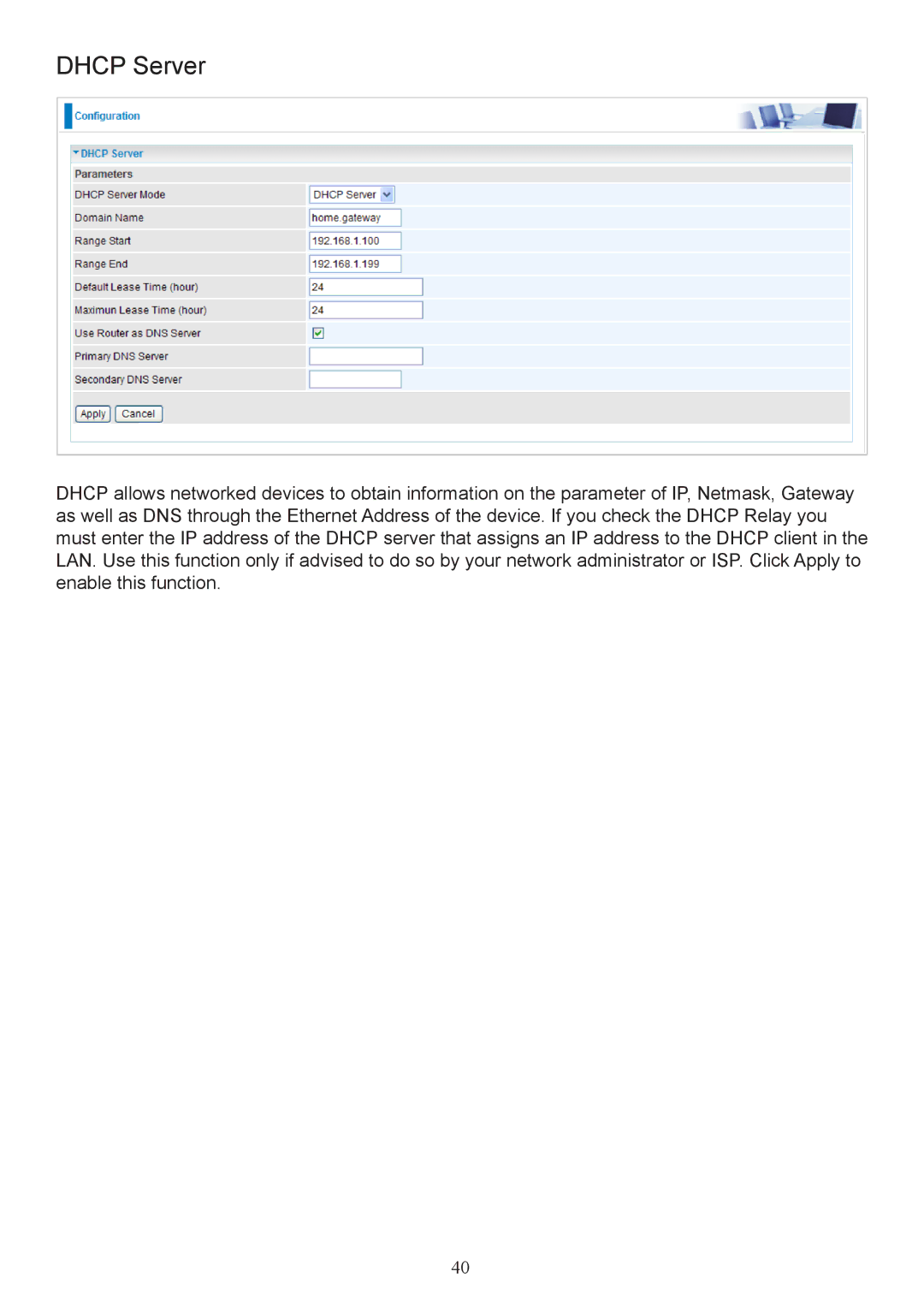 Billion Electric Company 7800 user manual Dhcp Server 