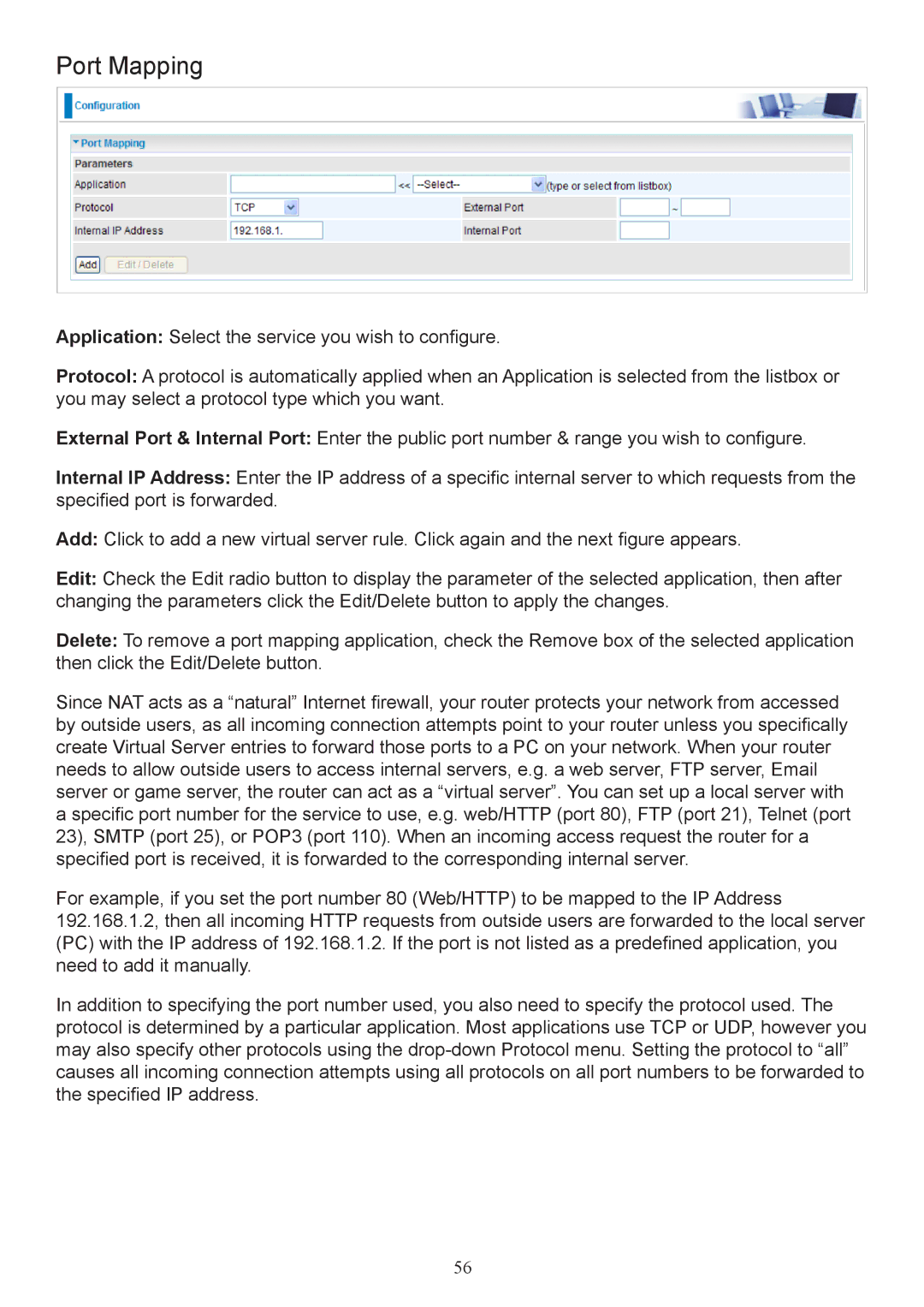 Billion Electric Company 7800 user manual Port Mapping 