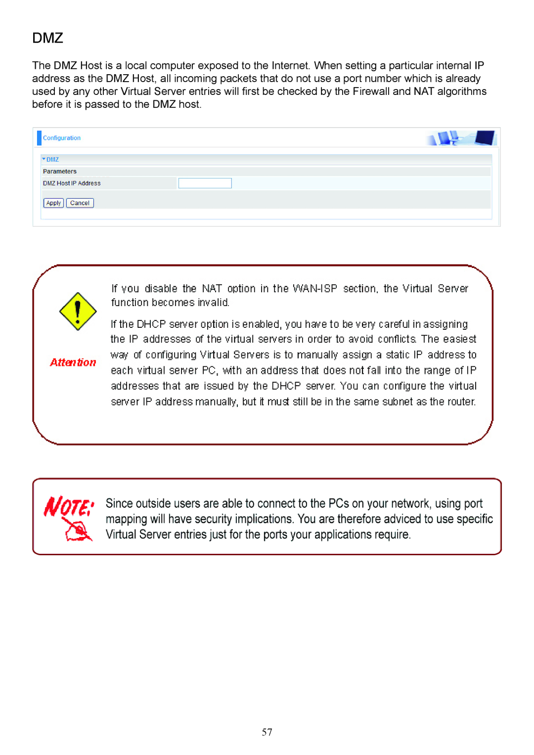 Billion Electric Company 7800 user manual Dmz 