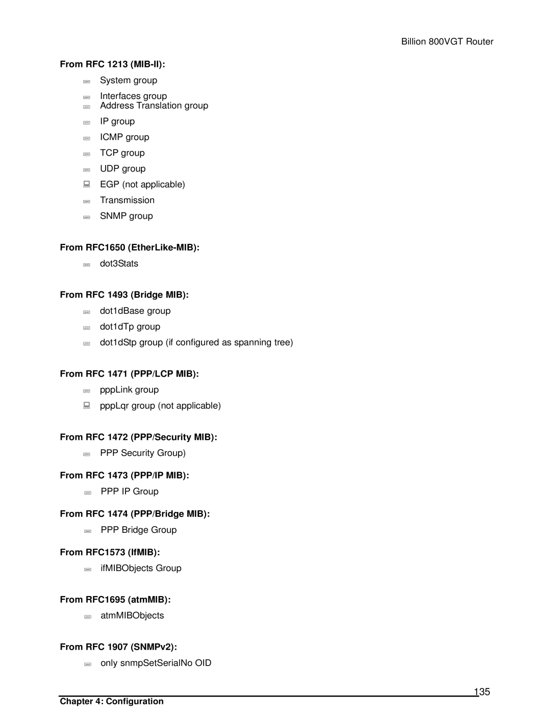 Billion Electric Company 800VGT manual 135 