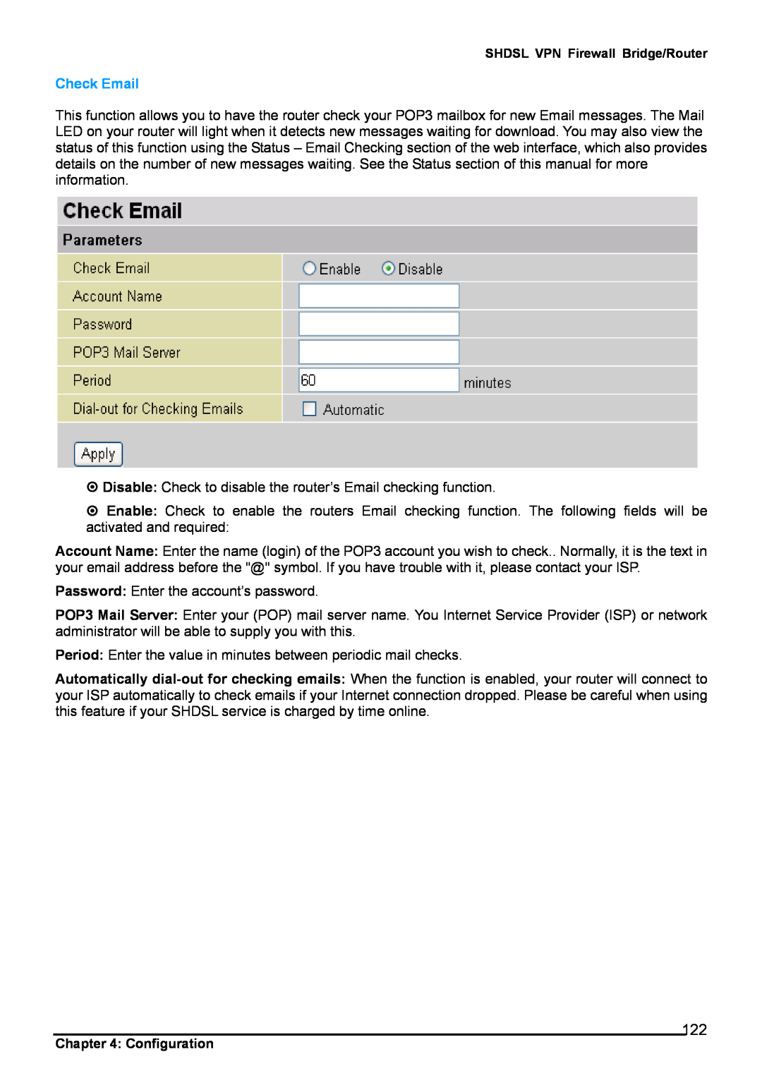 Billion Electric Company 8501 user manual Check Email 