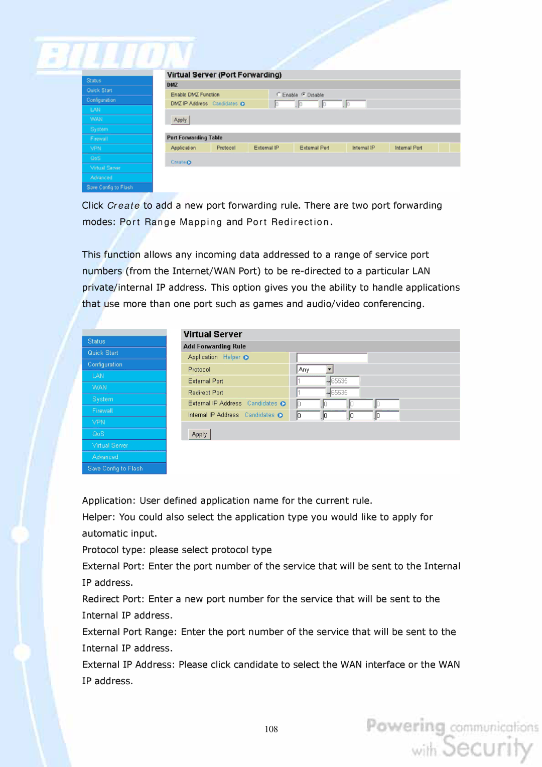 Billion Electric Company BiGuard 2, BiGuard 10 user manual 108 