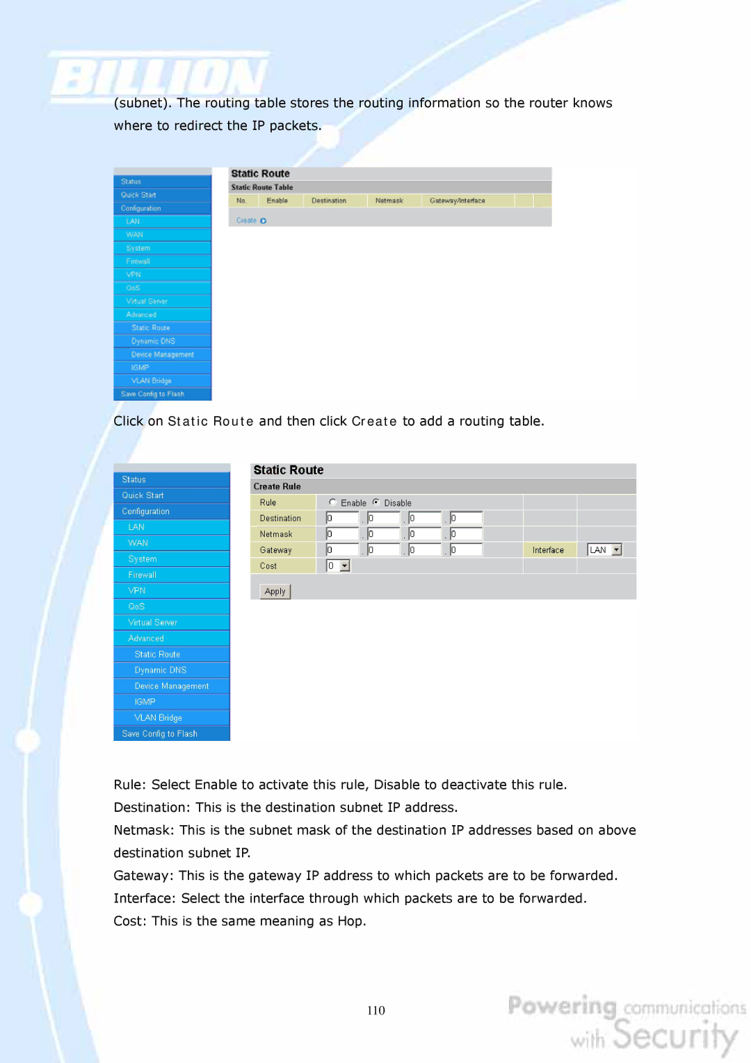 Billion Electric Company BiGuard 2, BiGuard 10 user manual 110 