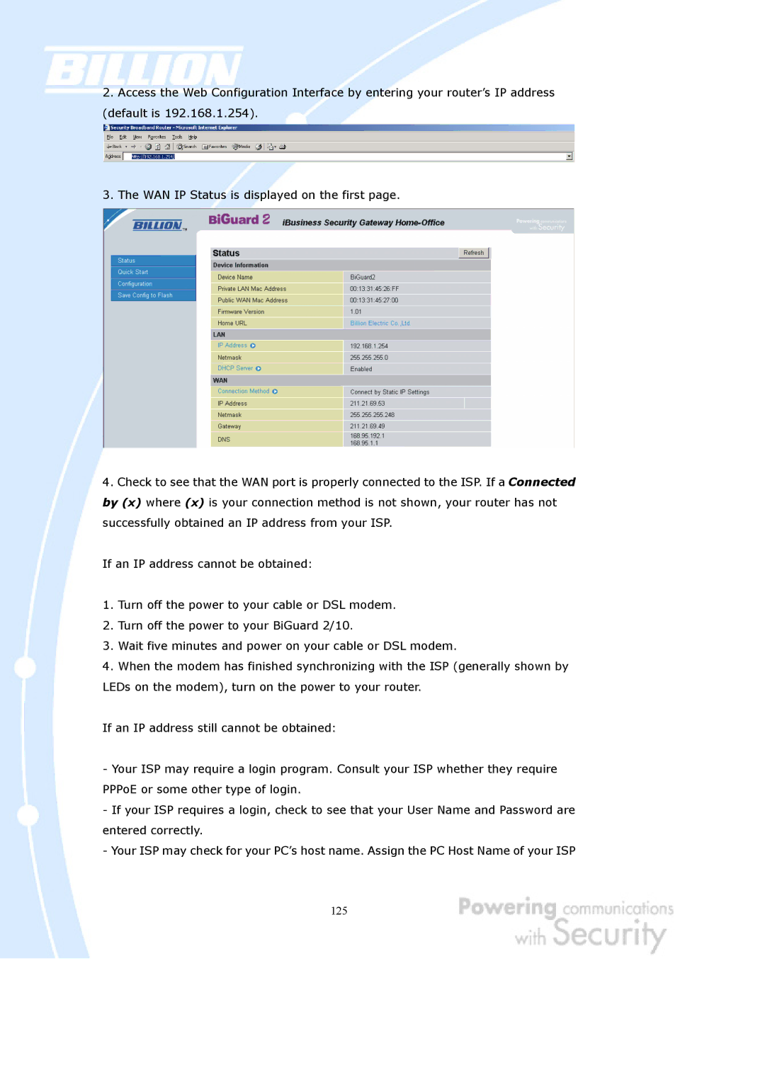 Billion Electric Company BiGuard 10, BiGuard 2 user manual 125 