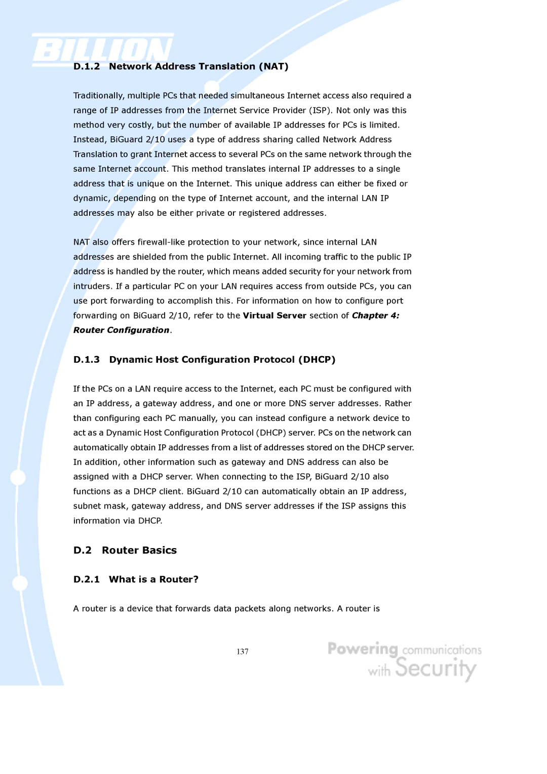 Billion Electric Company BiGuard 10, BiGuard 2 user manual Network Address Translation NAT, What is a Router? 