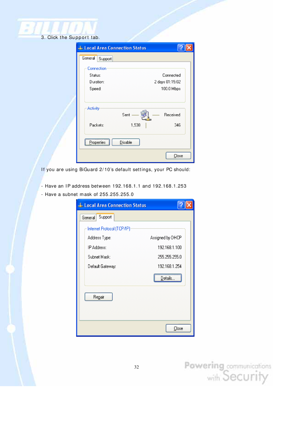 Billion Electric Company BiGuard 2, BiGuard 10 user manual 