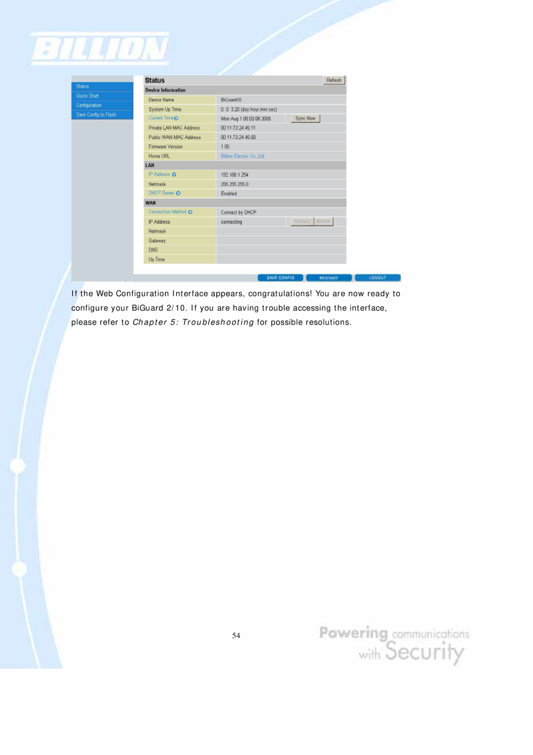 Billion Electric Company BiGuard 2, BiGuard 10 user manual 