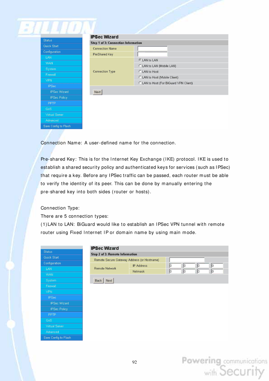 Billion Electric Company BiGuard 2, BiGuard 10 user manual 