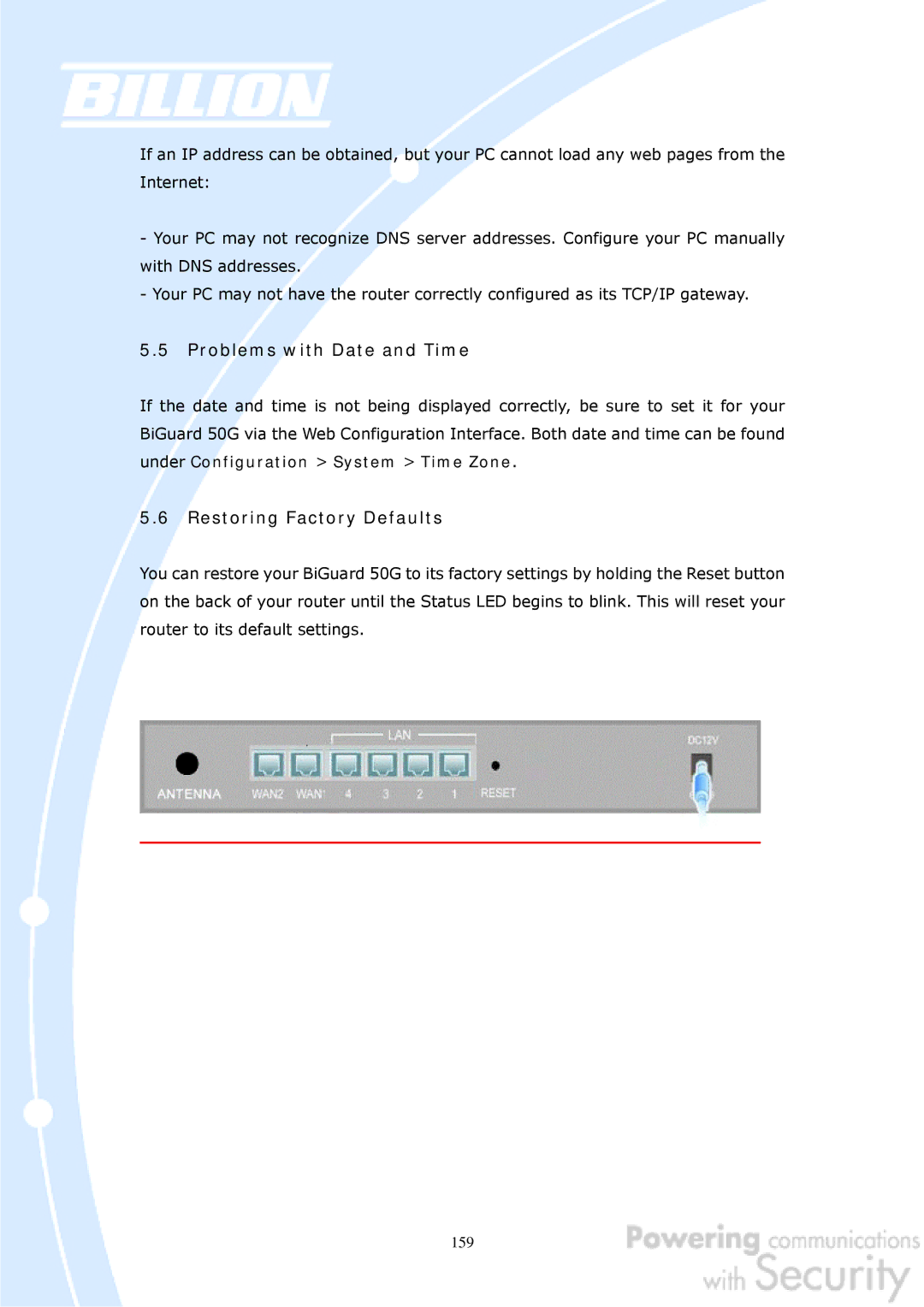 Billion Electric Company BiGuard 50G user manual 159 