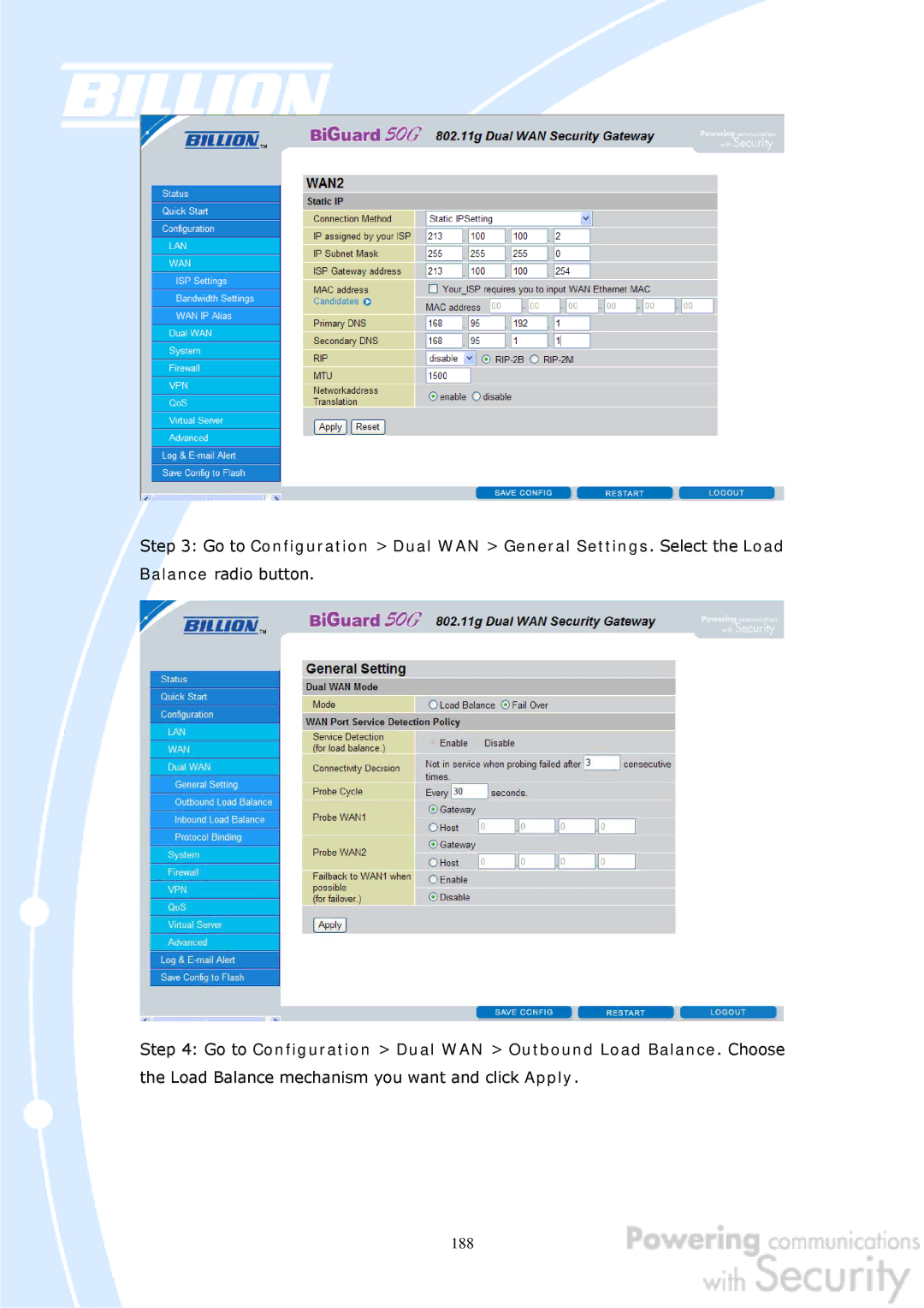 Billion Electric Company BiGuard 50G user manual 188 