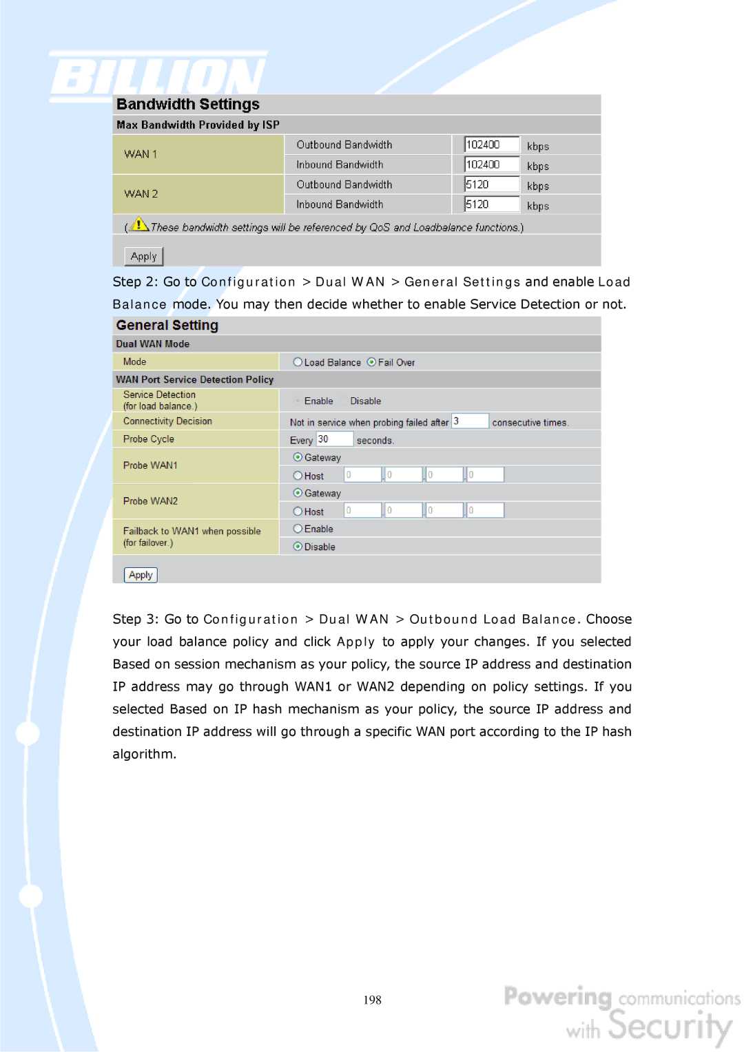 Billion Electric Company BiGuard 50G user manual 198 